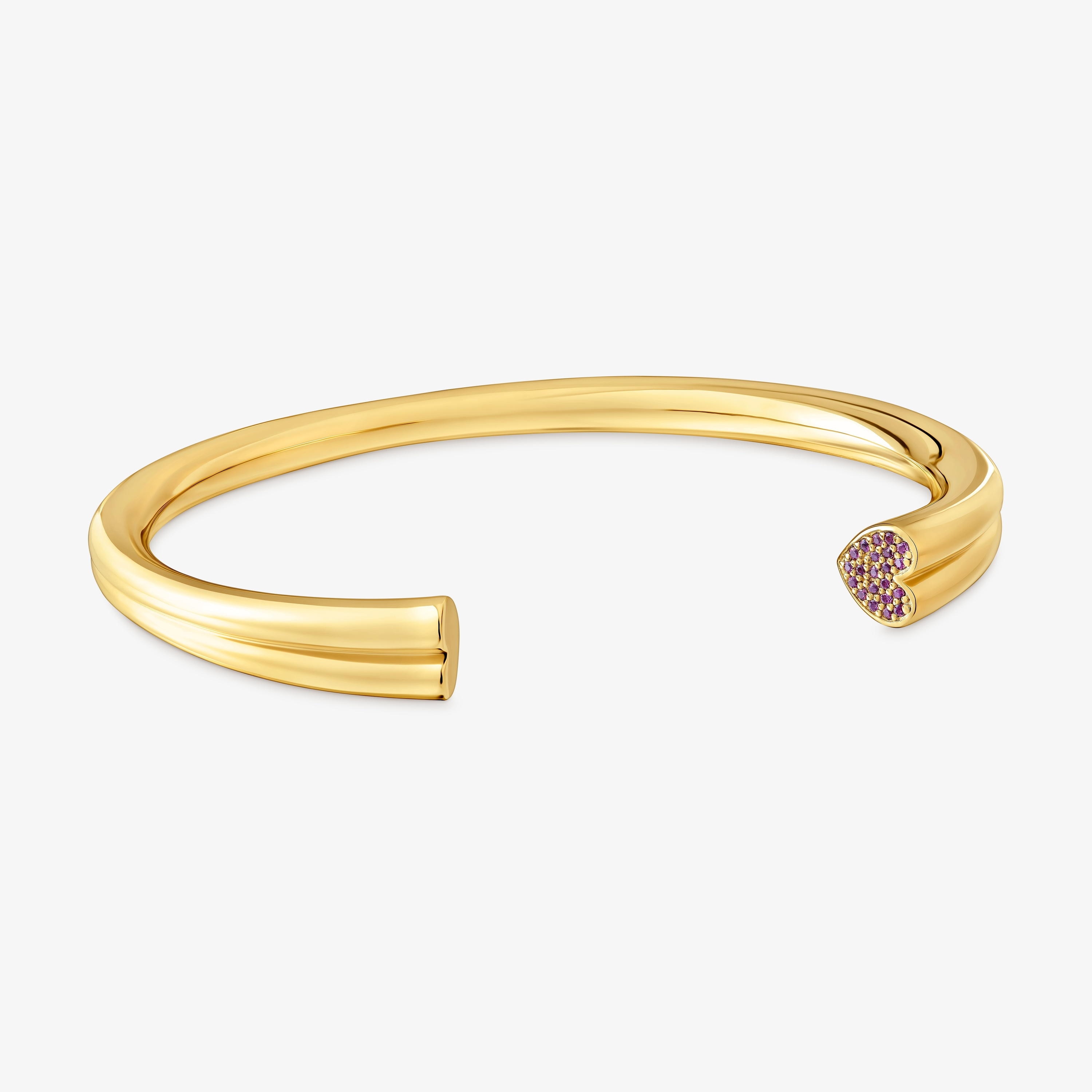18K gold vermeil Bangle with heart motif rhodolites TOUS 1950