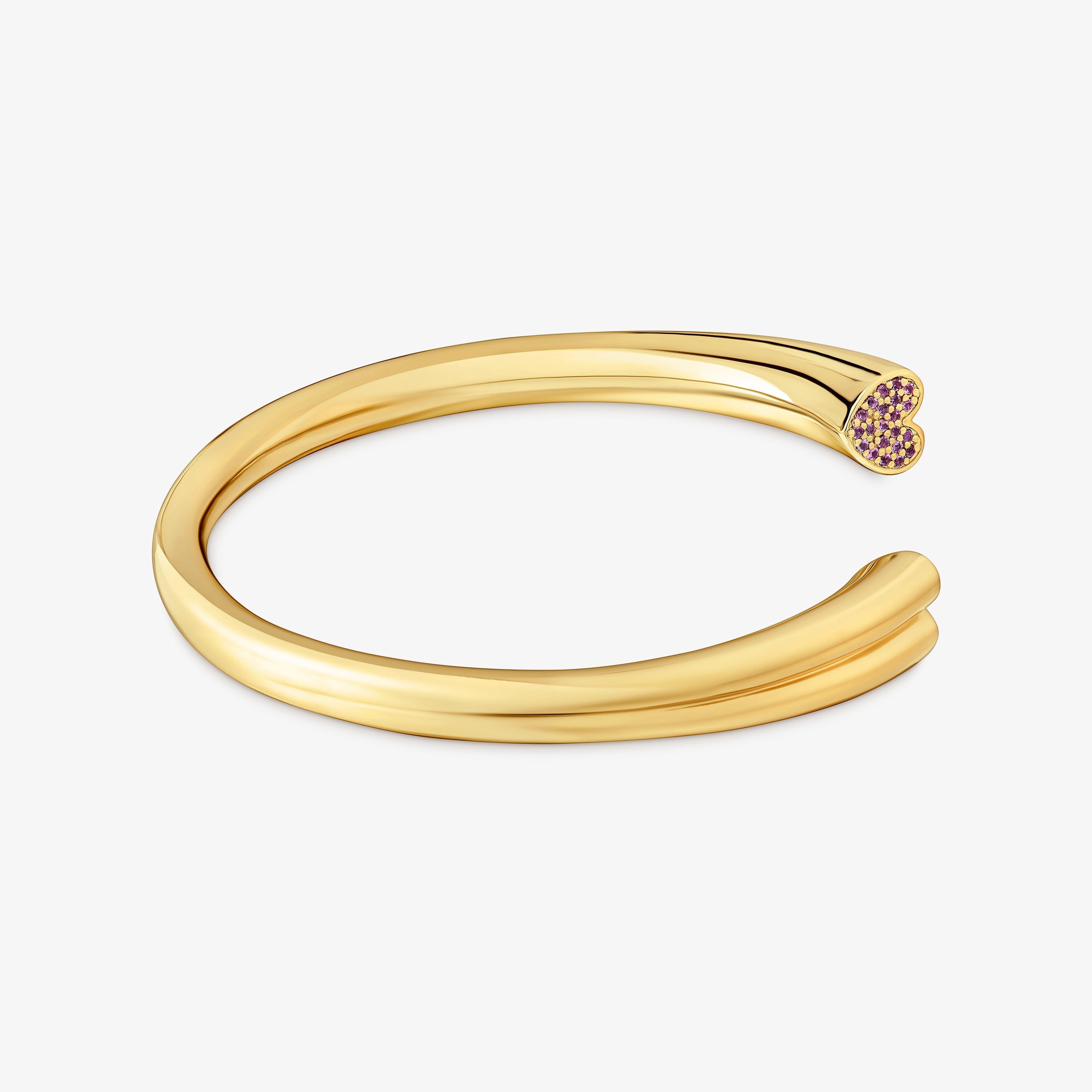 18K gold vermeil Bangle with heart motif rhodolites TOUS 1950