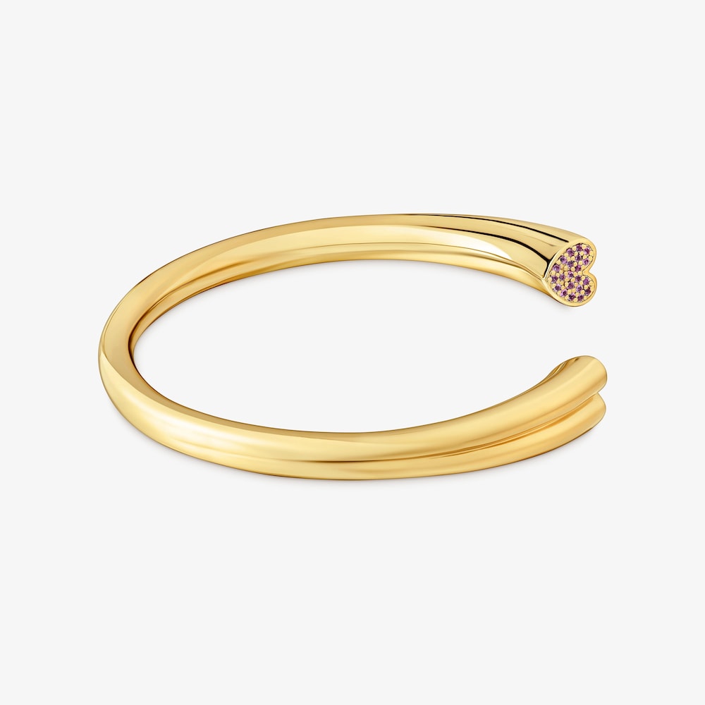 Pulsera esclava con ba&ntilde;o de oro 18 kt sobre plata y motivo coraz&oacute;n con rodolitas TOUS 1950