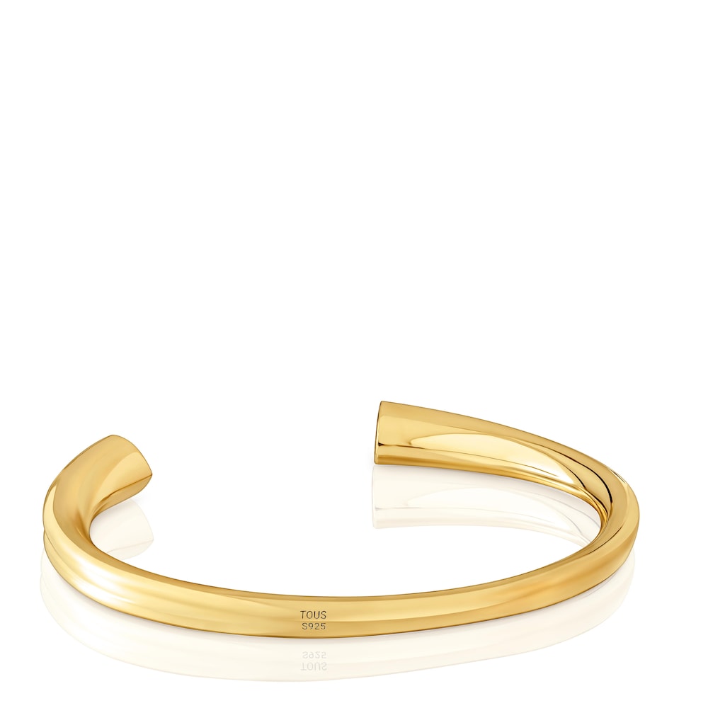 18kt gold plating over silver Bangle with heart motif with rhodolites TOUS 1950 18kt gold plating over silver Bangle with heart motif with rhodolites TOUS 1950