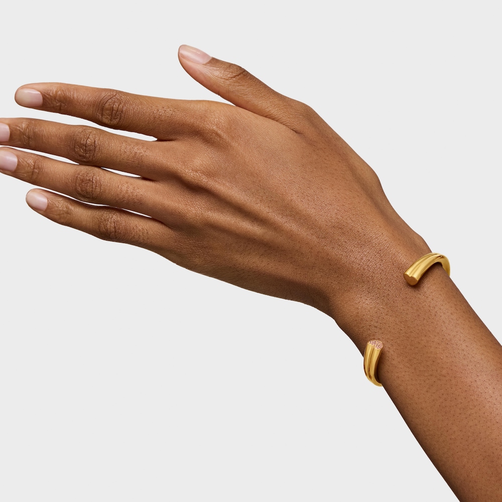 Pulsera esclava con ba&ntilde;o de oro 18 kt sobre plata y motivo coraz&oacute;n con rodolitas TOUS 1950