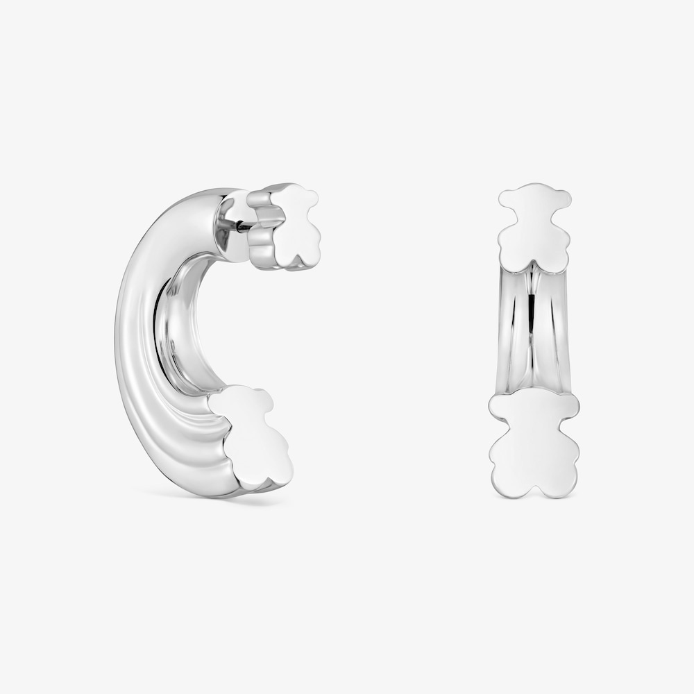 Aretes de aro de plata y motivo oso TOUS 1950