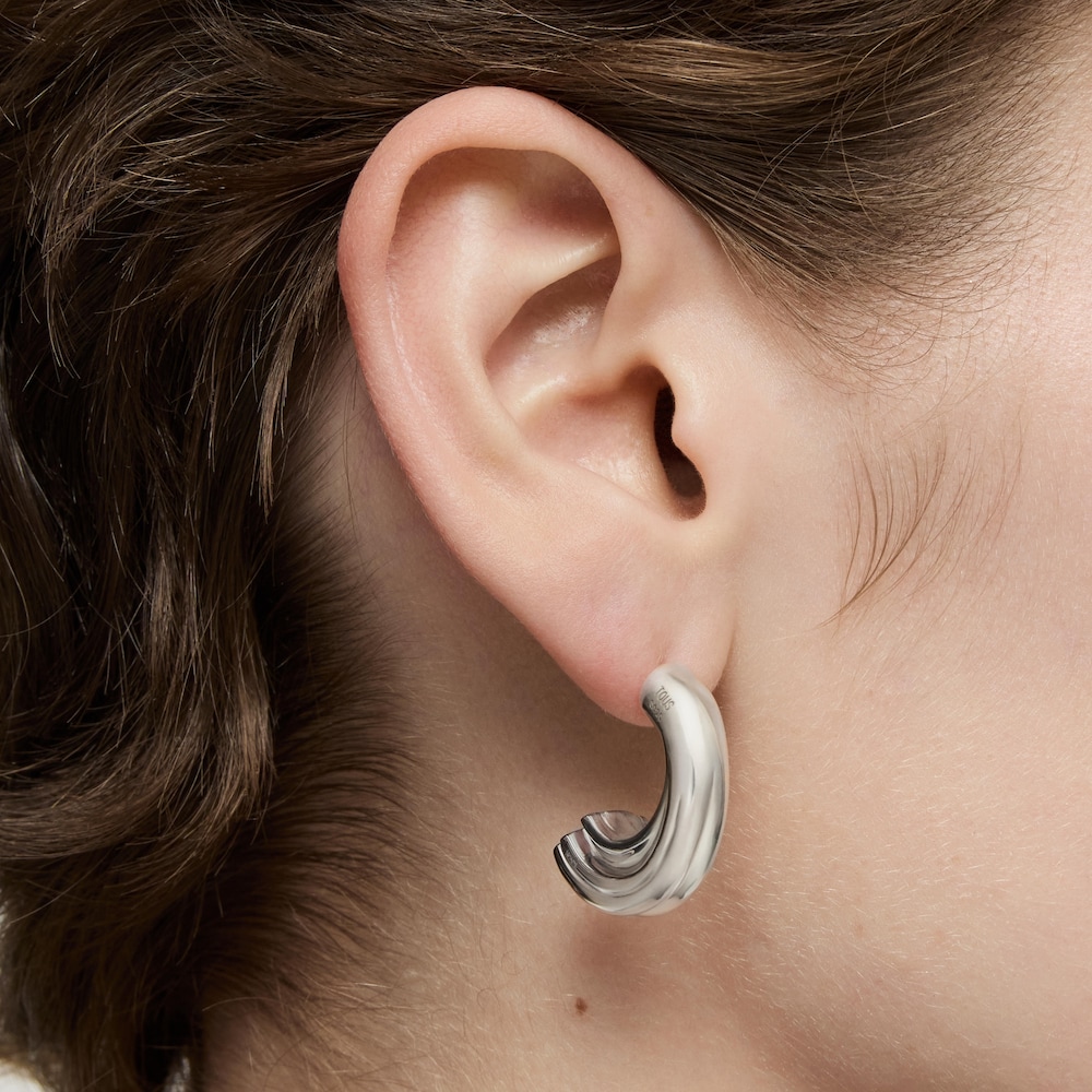 Aretes de aro de plata y motivo oso TOUS 1950