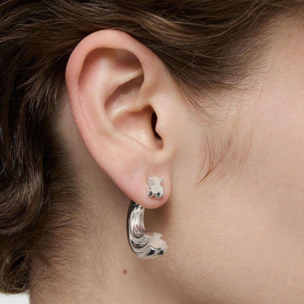 Aretes de aro de plata y motivo oso TOUS 1950