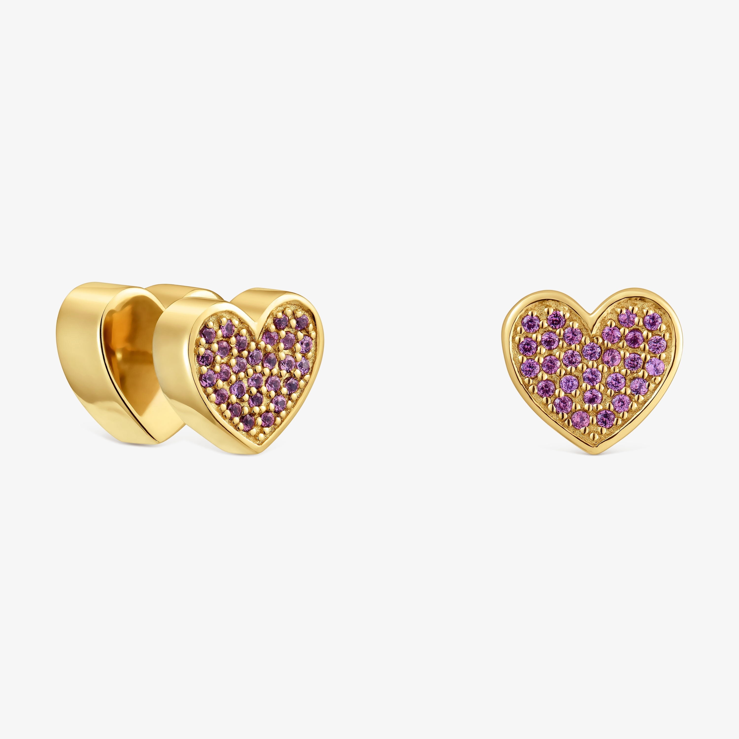18K gold vermeil heart Earrings with rhodolites TOUS 1950