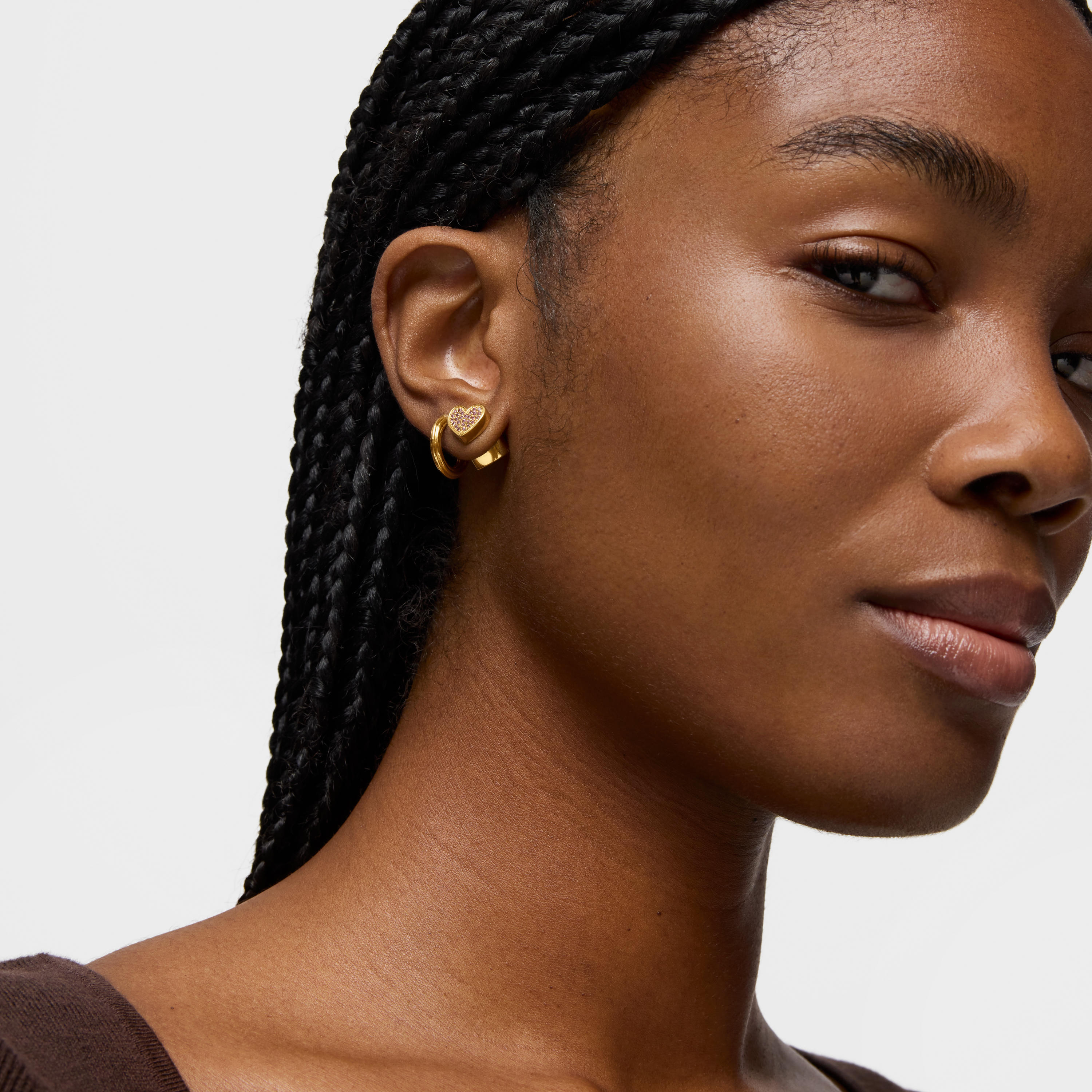 18K gold vermeil heart Earrings with rhodolites TOUS 1950