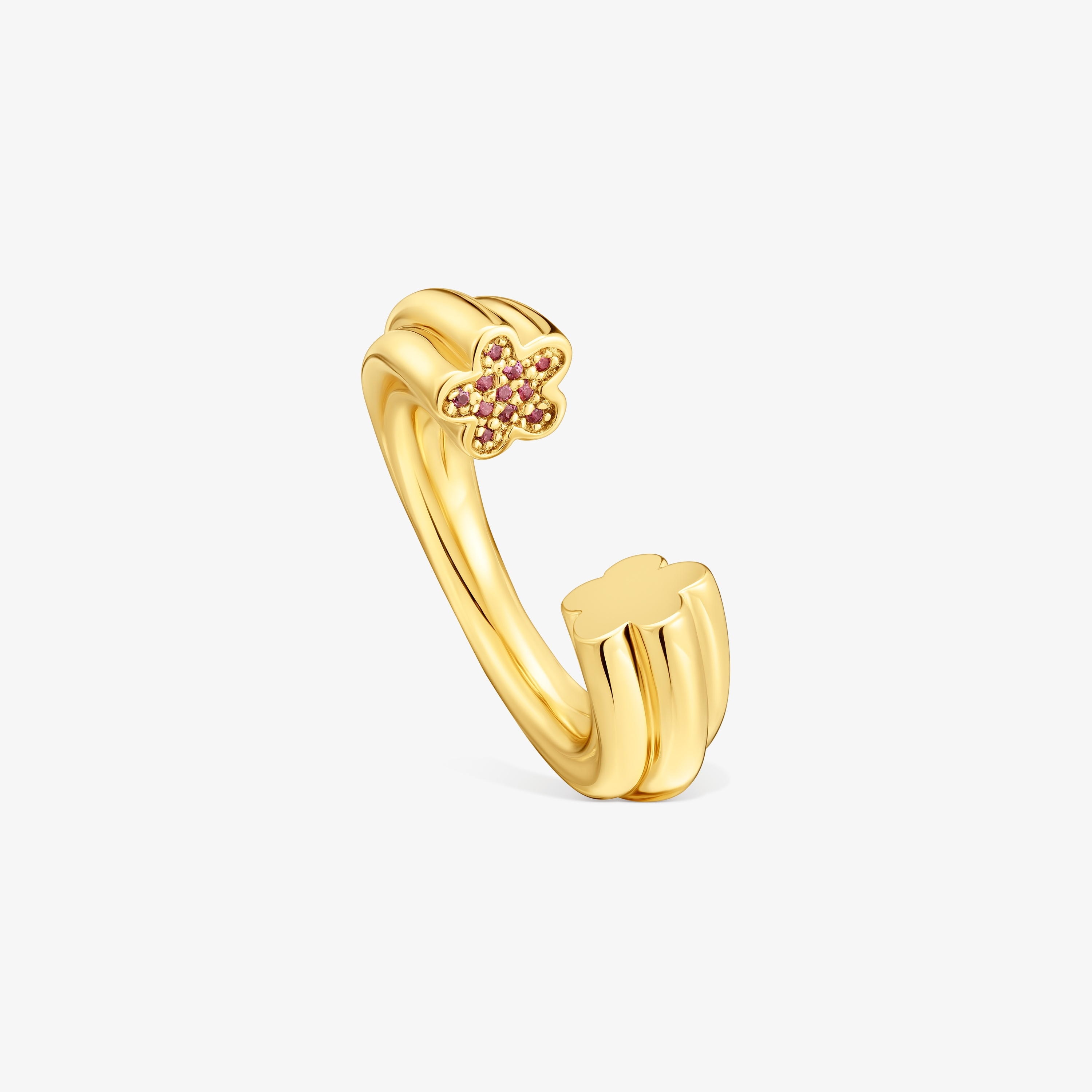 18K gold vermeil open Ring with flower motif with rhodolites TOUS 1950