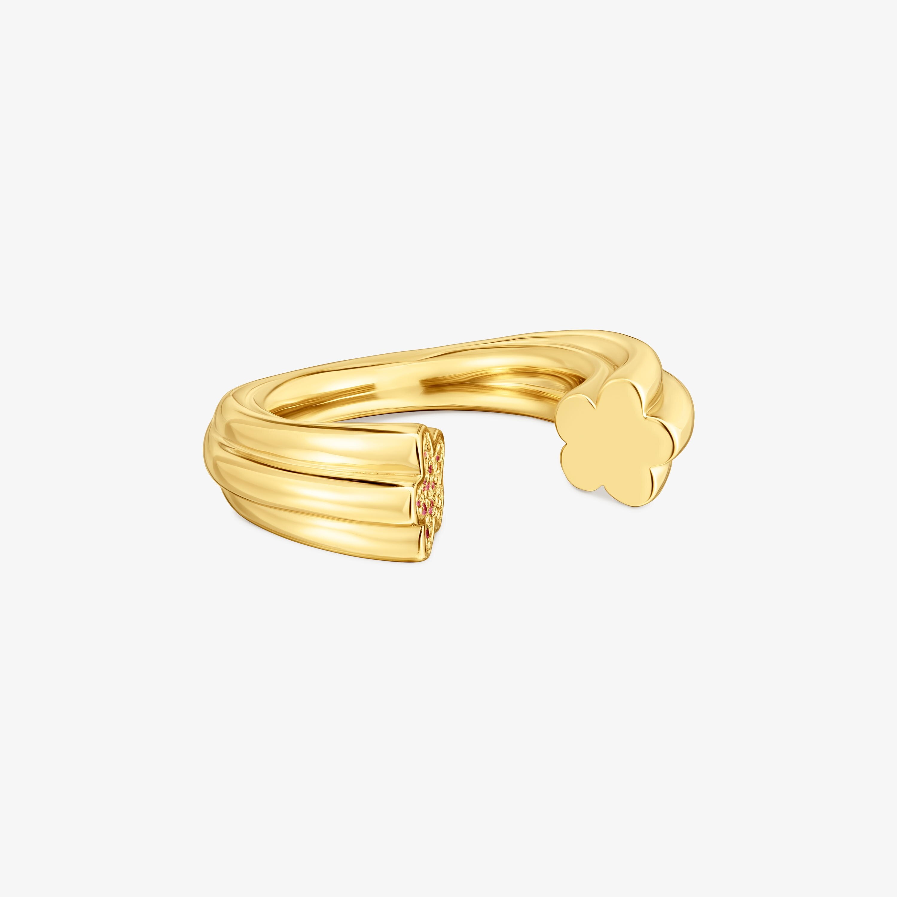 18K gold vermeil open Ring with flower motif rhodolites TOUS 1950