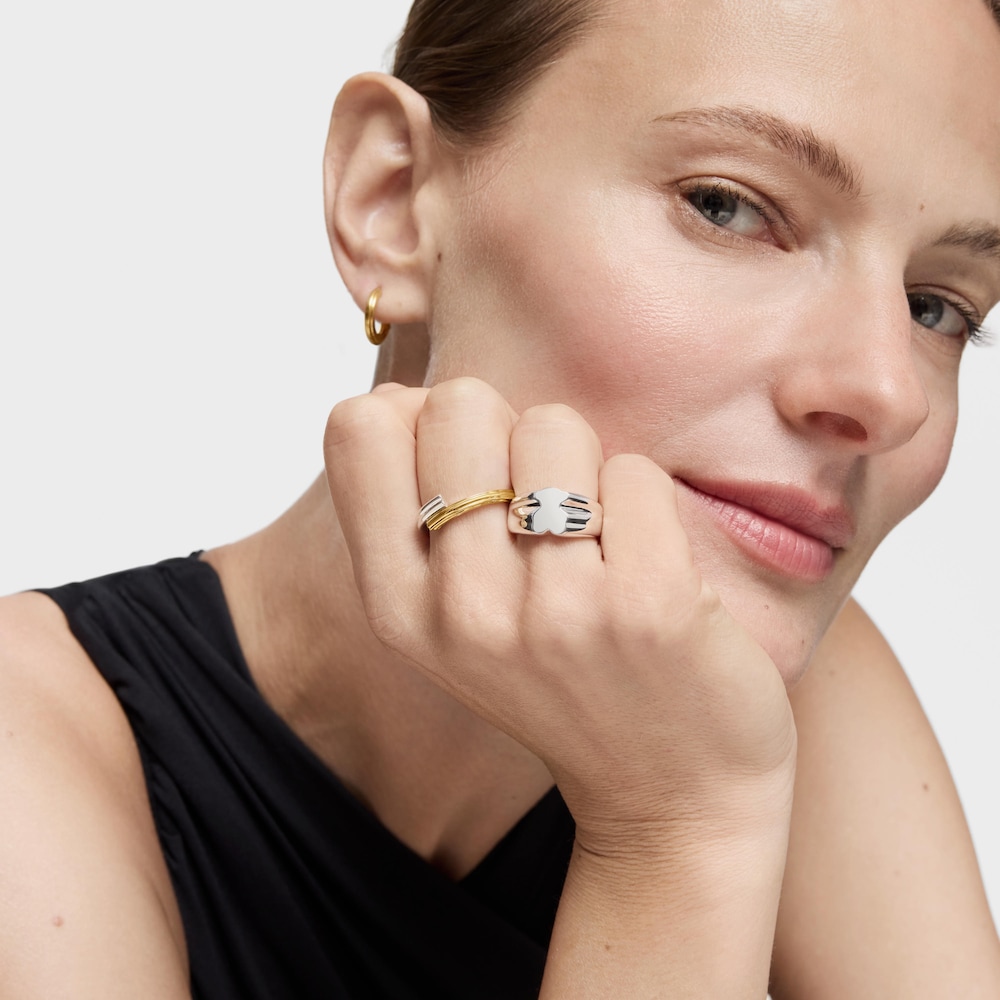 Středně velk&yacute; dvoubarevn&yacute; Prsten TOUS 1950 s&nbsp;motivy medv&iacute;dka