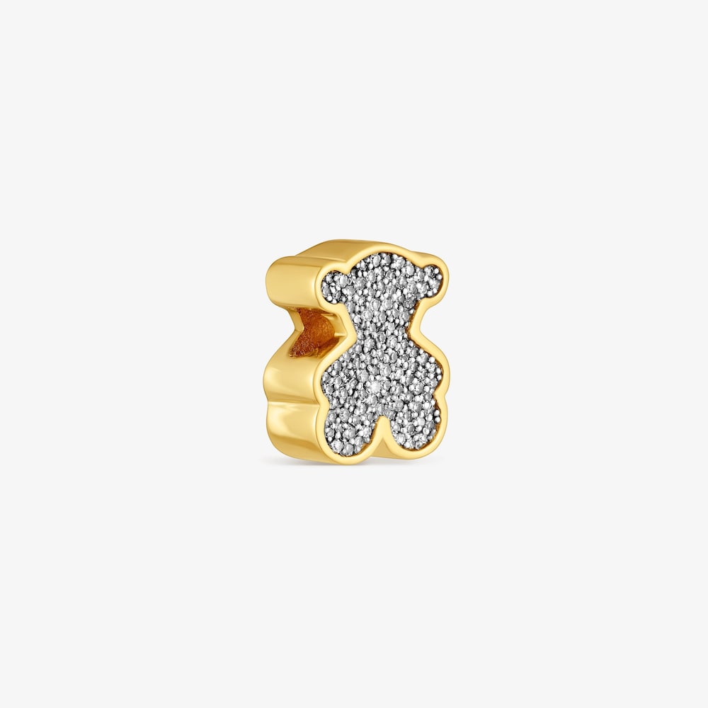 Charm TOUS 1950 oso con ba&ntilde;o de oro 18 kt sobre plata y diamantes