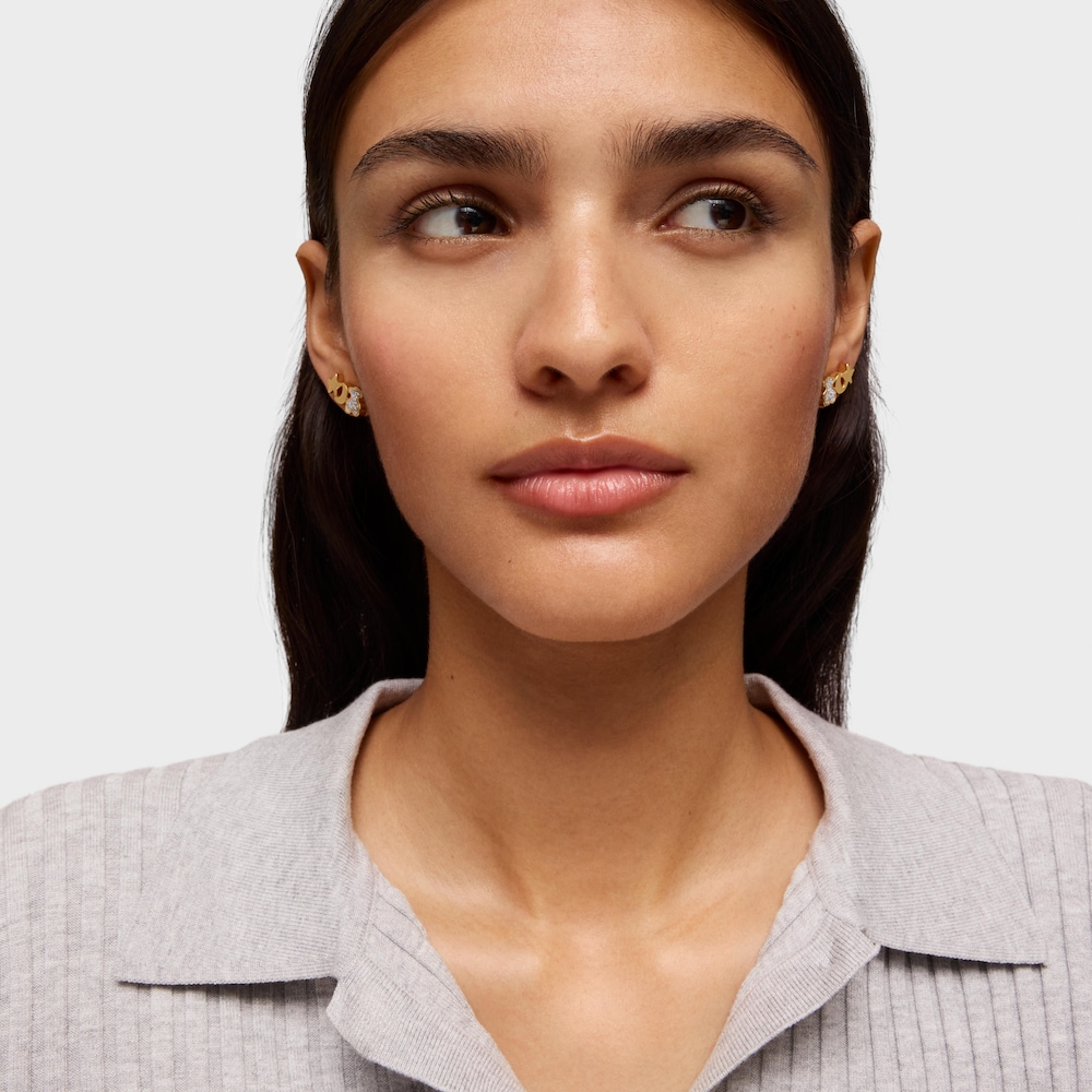18kt gold plating over silver Climber earrings with diamonds TOUS 1950 18kt gold plating over silver Climber earrings with diamonds TOUS 1950