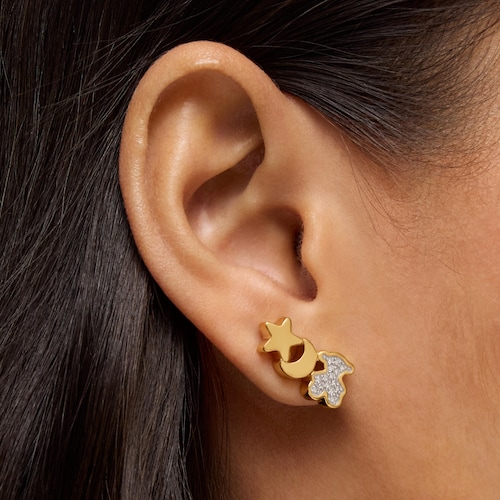 18kt gold plating over silver Climber earrings with diamonds TOUS 1950