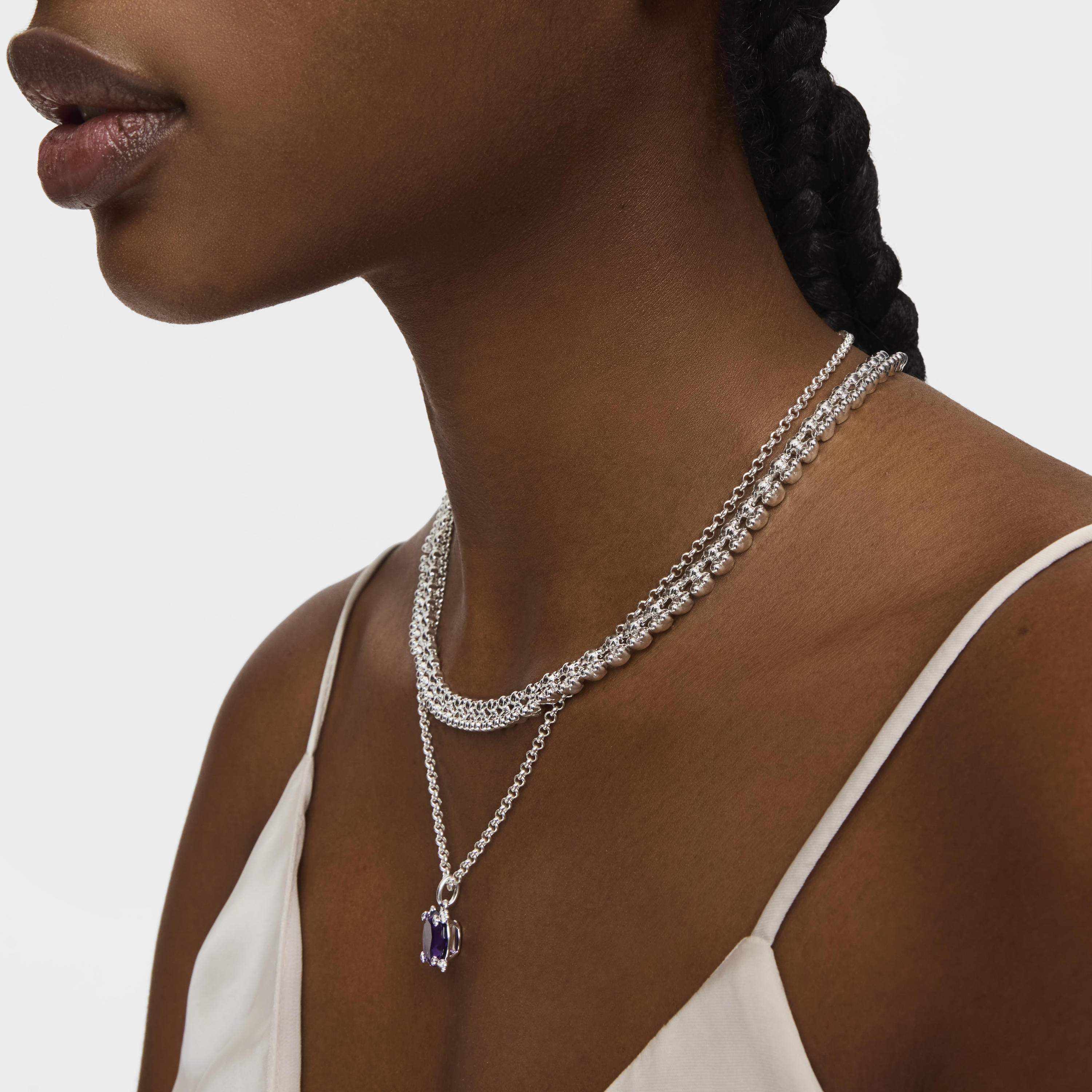 Silver Pendant with amethyst Color Pills