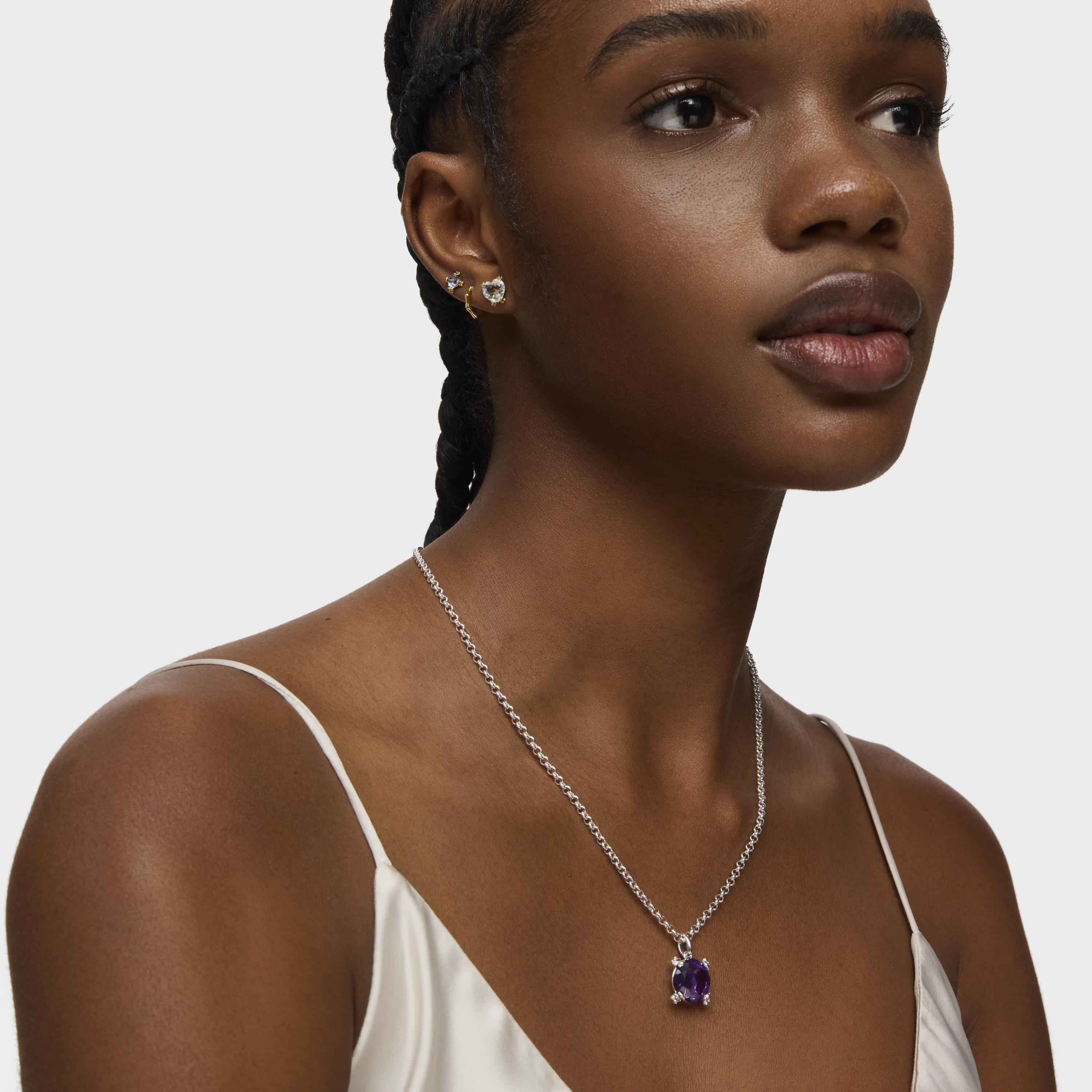 Silver Pendant with amethyst Color Pills