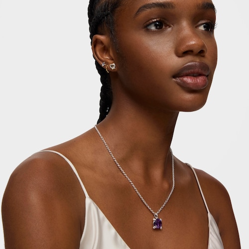 Silver Pendant with amethyst Color Pills