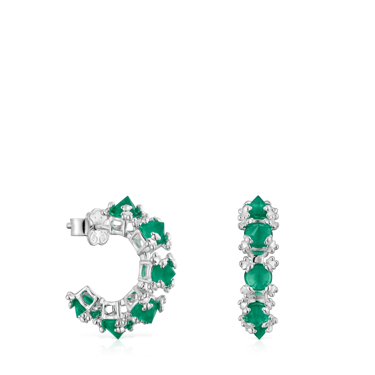 Pendientes aro grandes de plata y calcedonia Color Pills