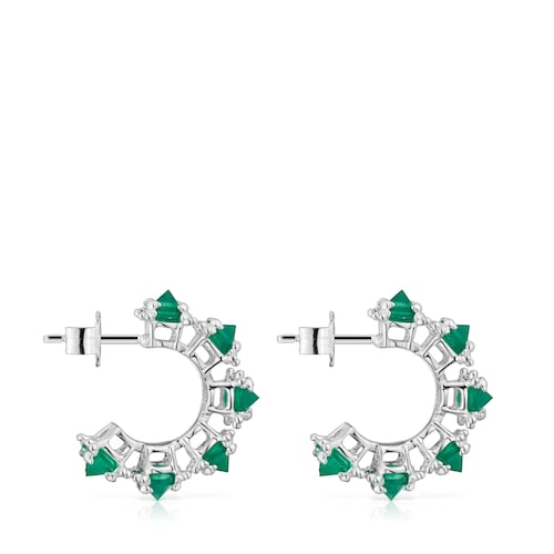 Silver Hoop earrings with chalcedony Color Pills