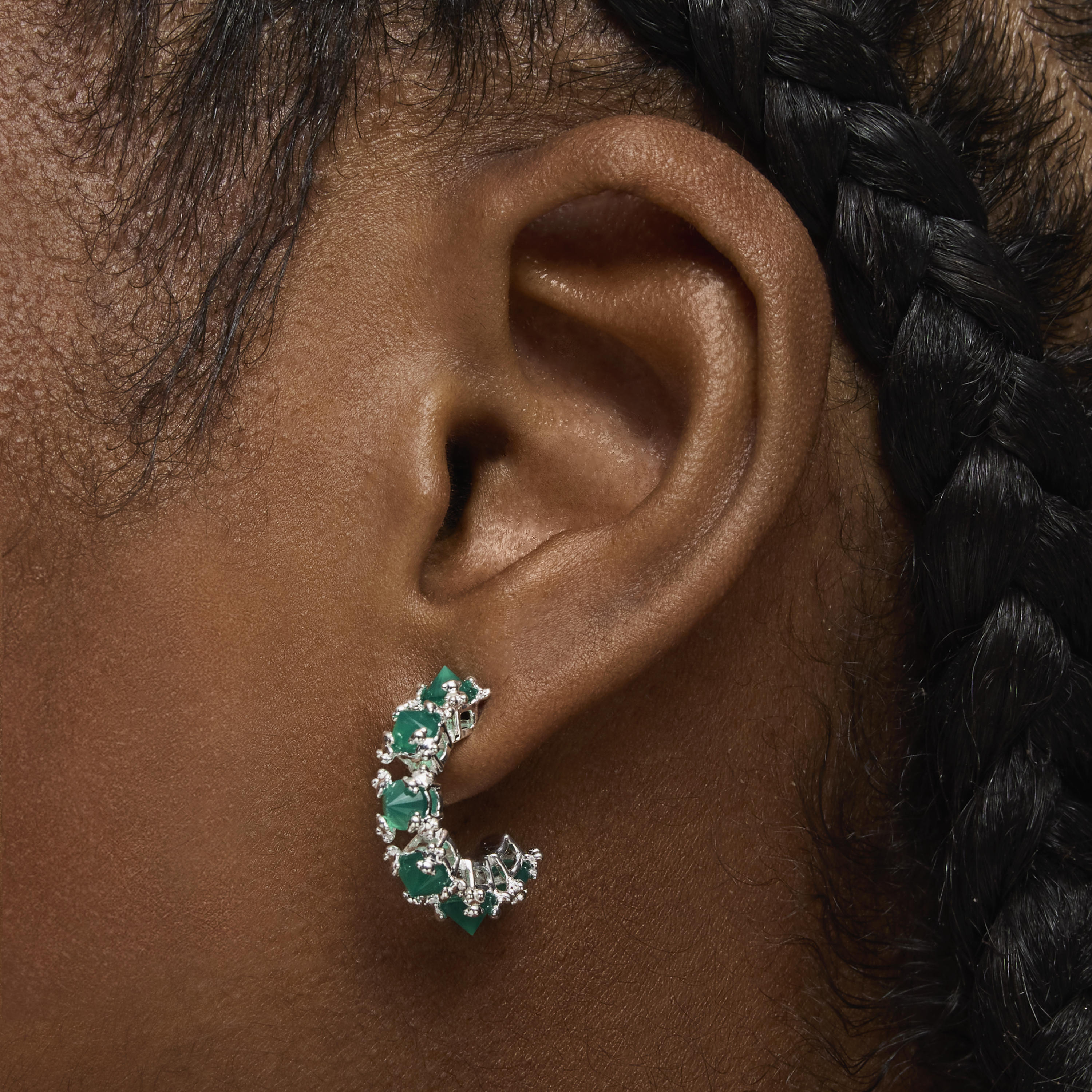 Silver Hoop earrings with chalcedony Color Pills