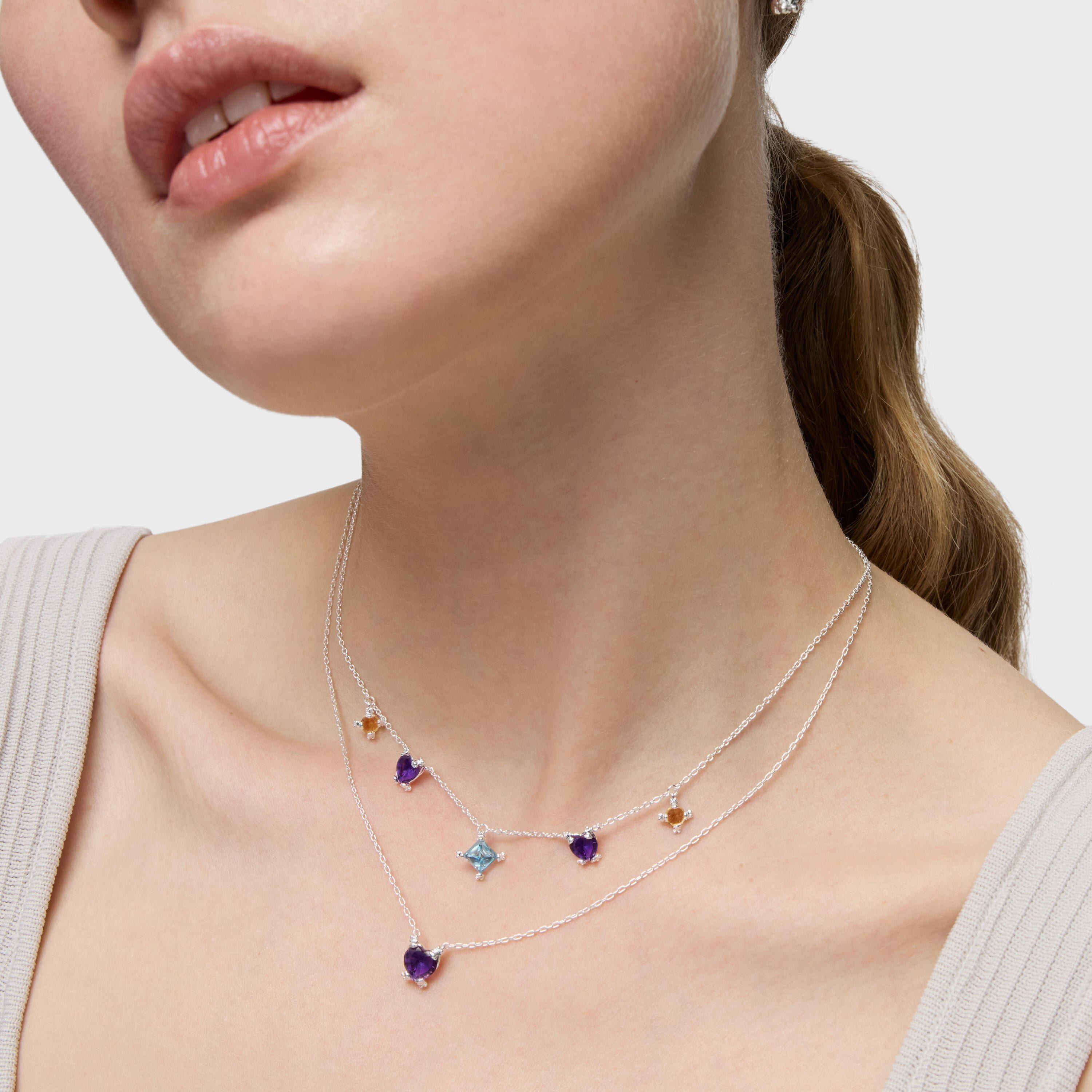 Silver Choker with gemstones Color Pills