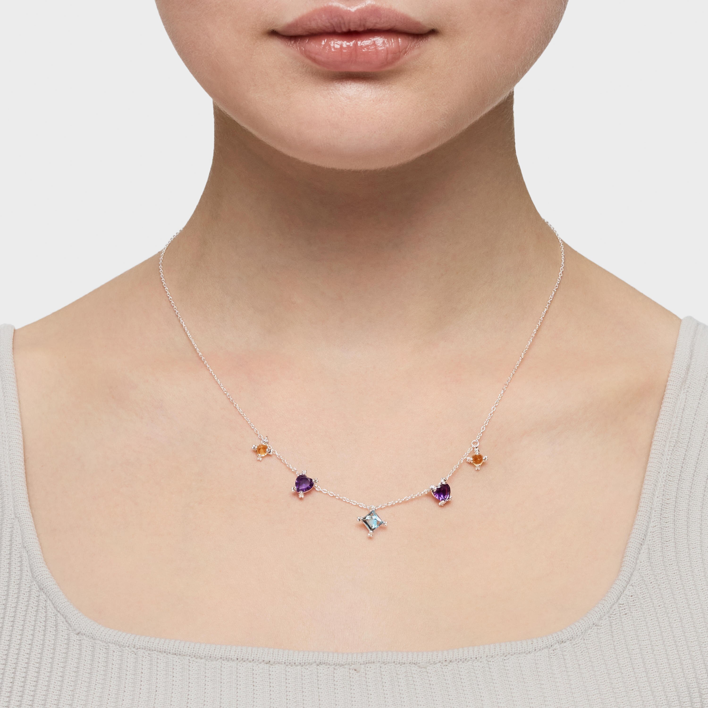 Silver Choker with gemstones Color Pills