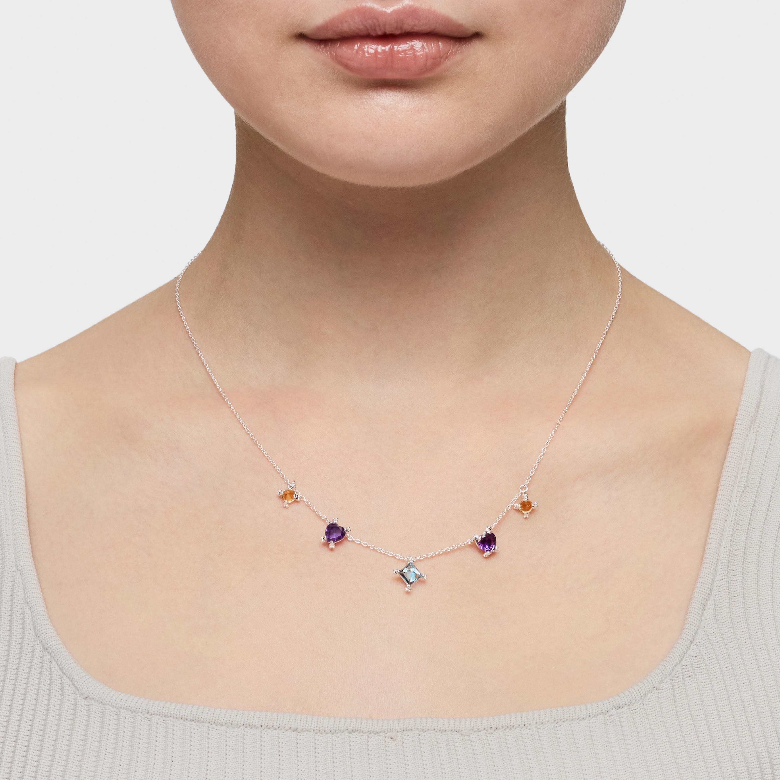 Silver Choker with gemstones Color Pills