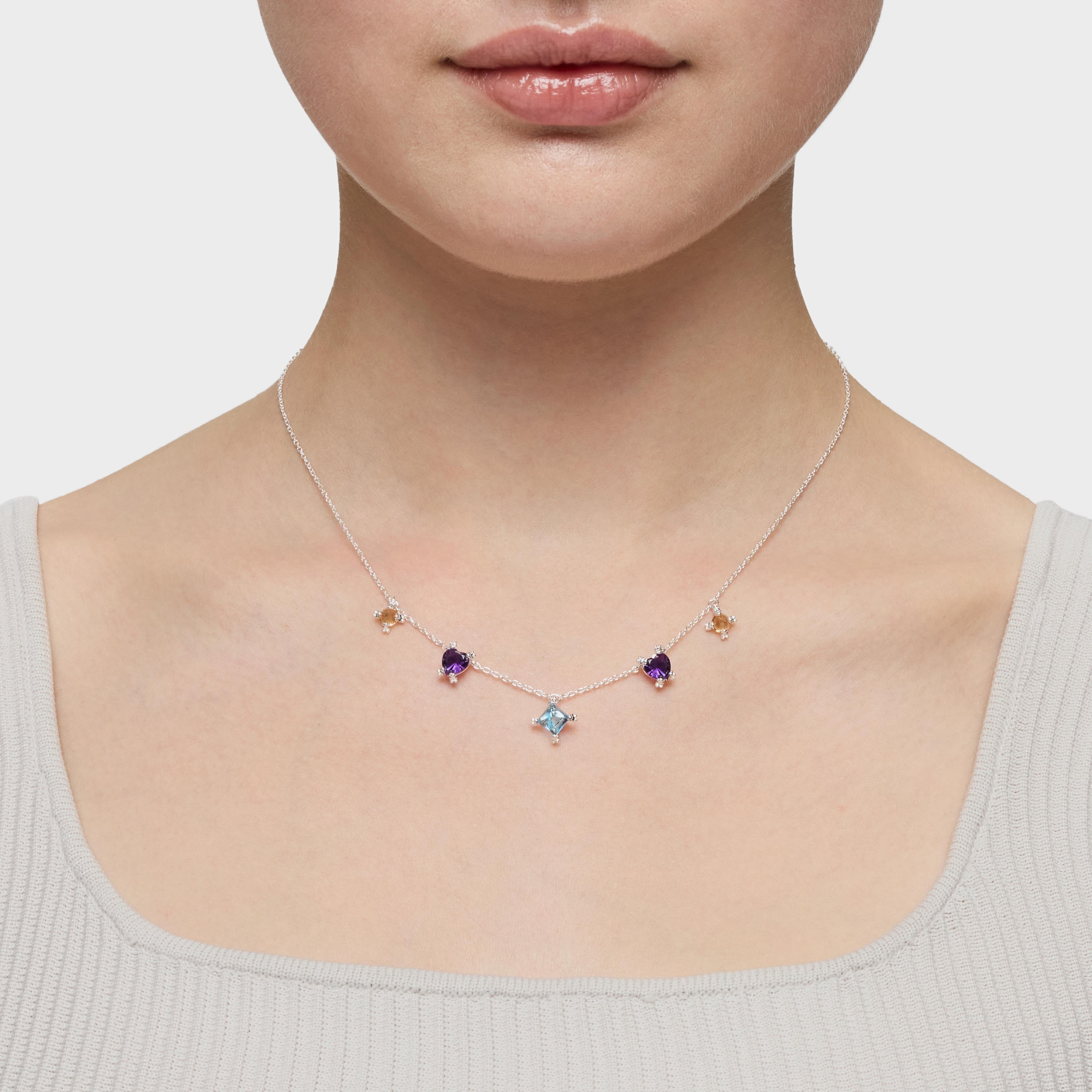 Silver Choker with gemstones Color Pills