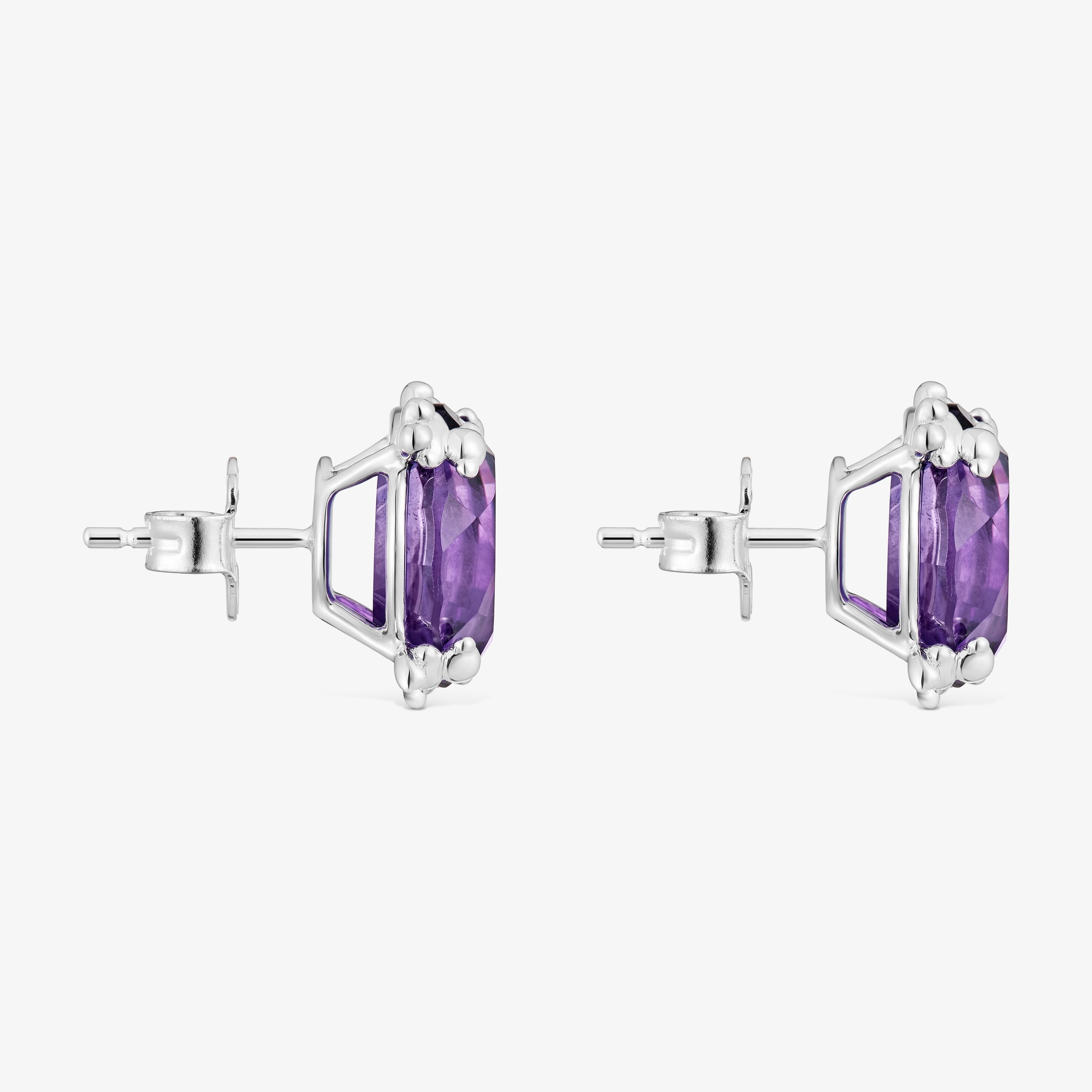 Silver Heart earrings with amethyst Color Pills