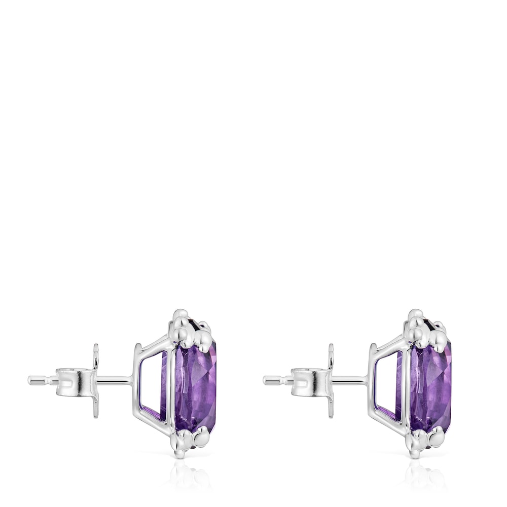 Pendientes corazón de plata y amatista Color Pills Pendientes corazón de plata y amatista Color Pills