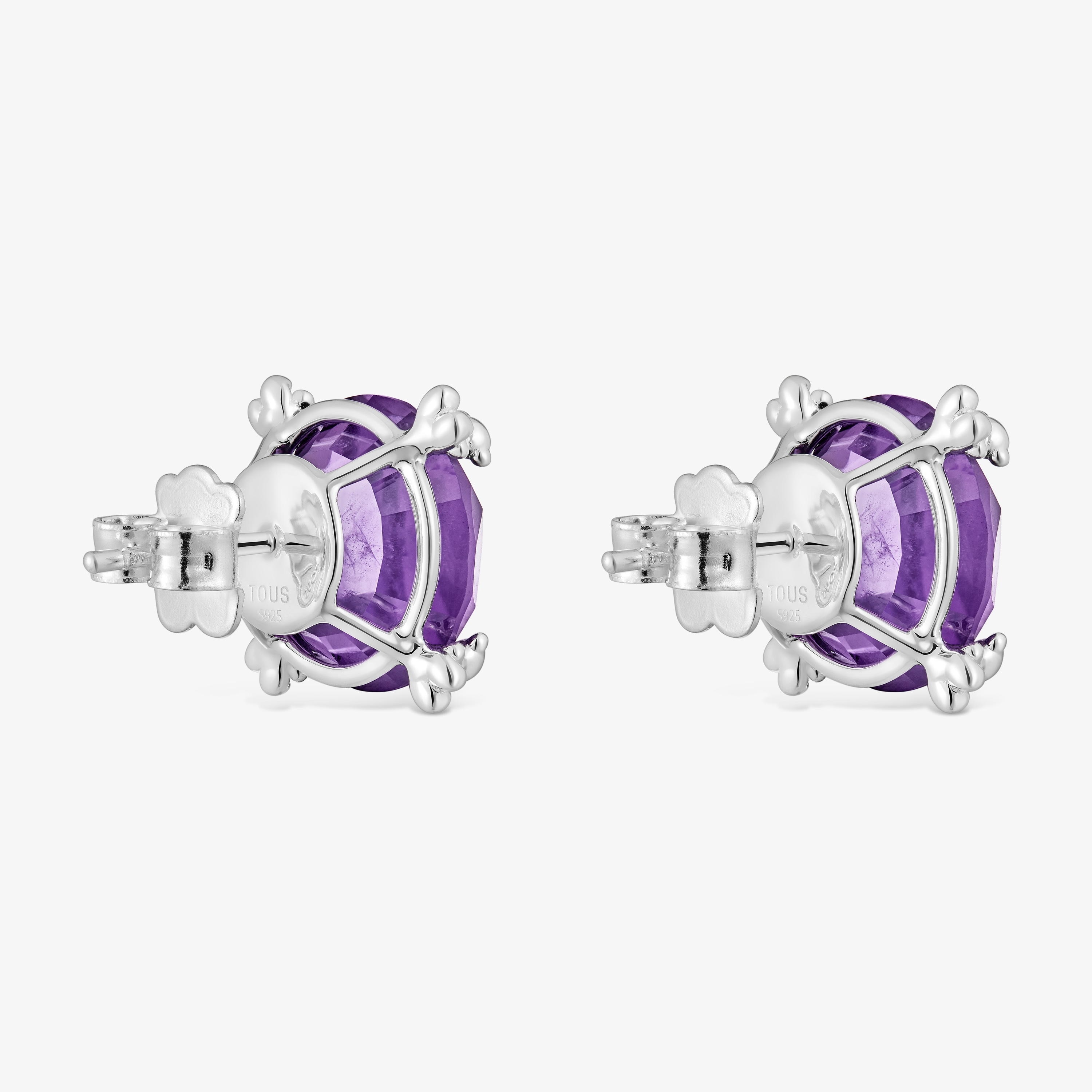 Silver Heart earrings with amethyst Color Pills