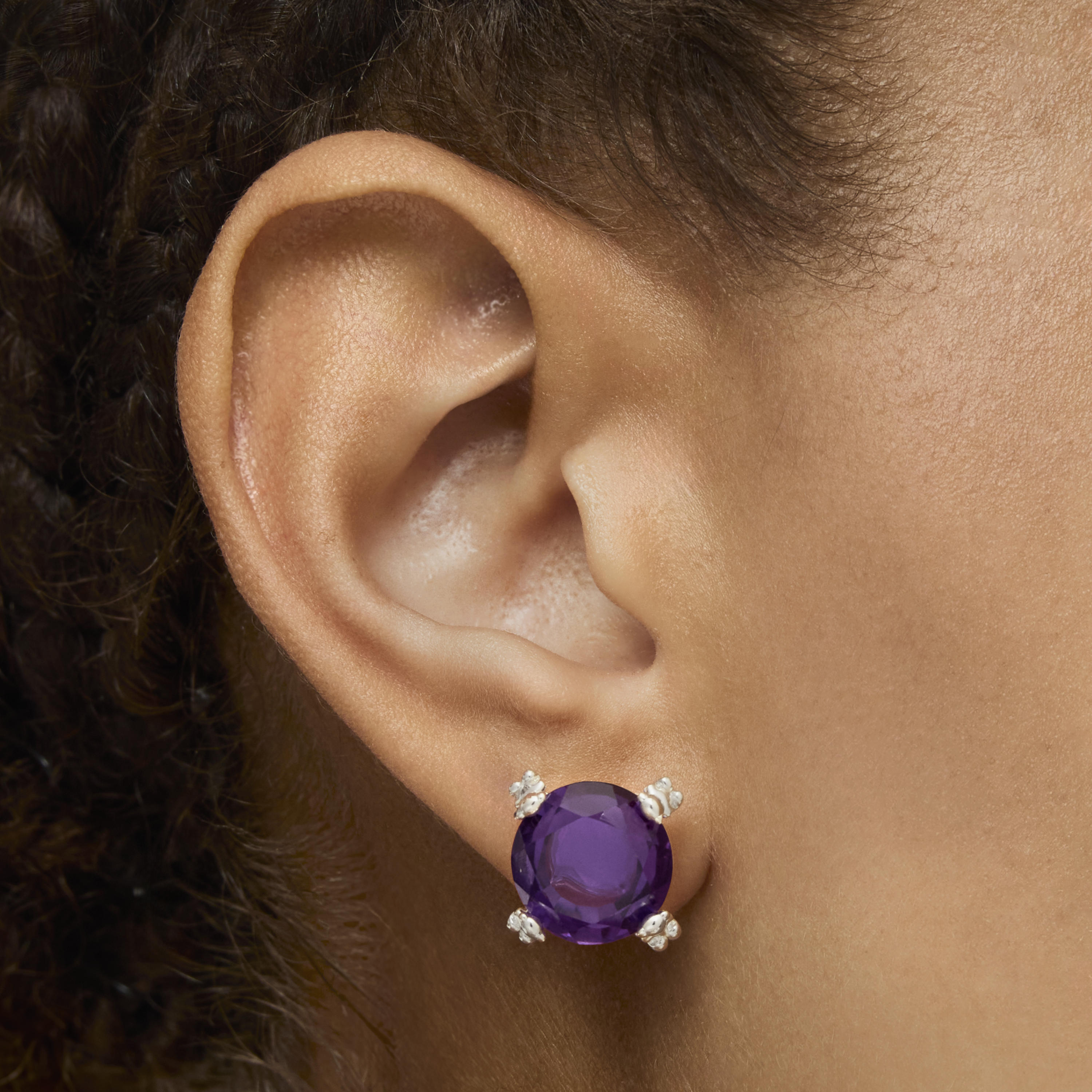 Silver Heart earrings with amethyst Color Pills