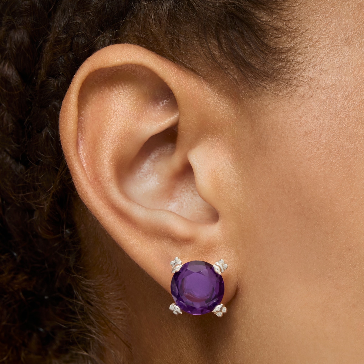 Pendientes corazón de plata y amatista Color Pills