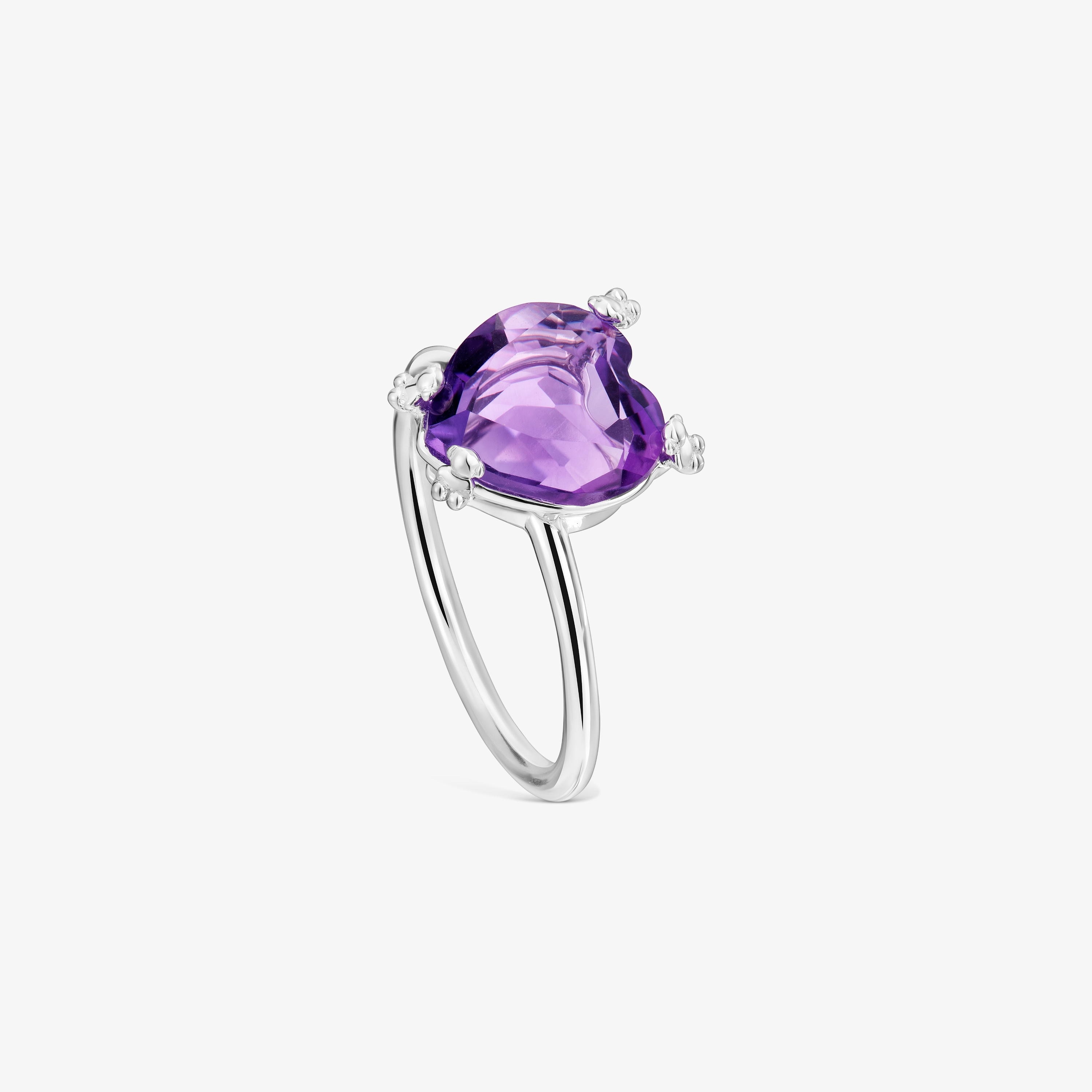 Silver Color Pills Ring with amethyst