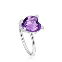 Silver Ring with amethyst Color Pills