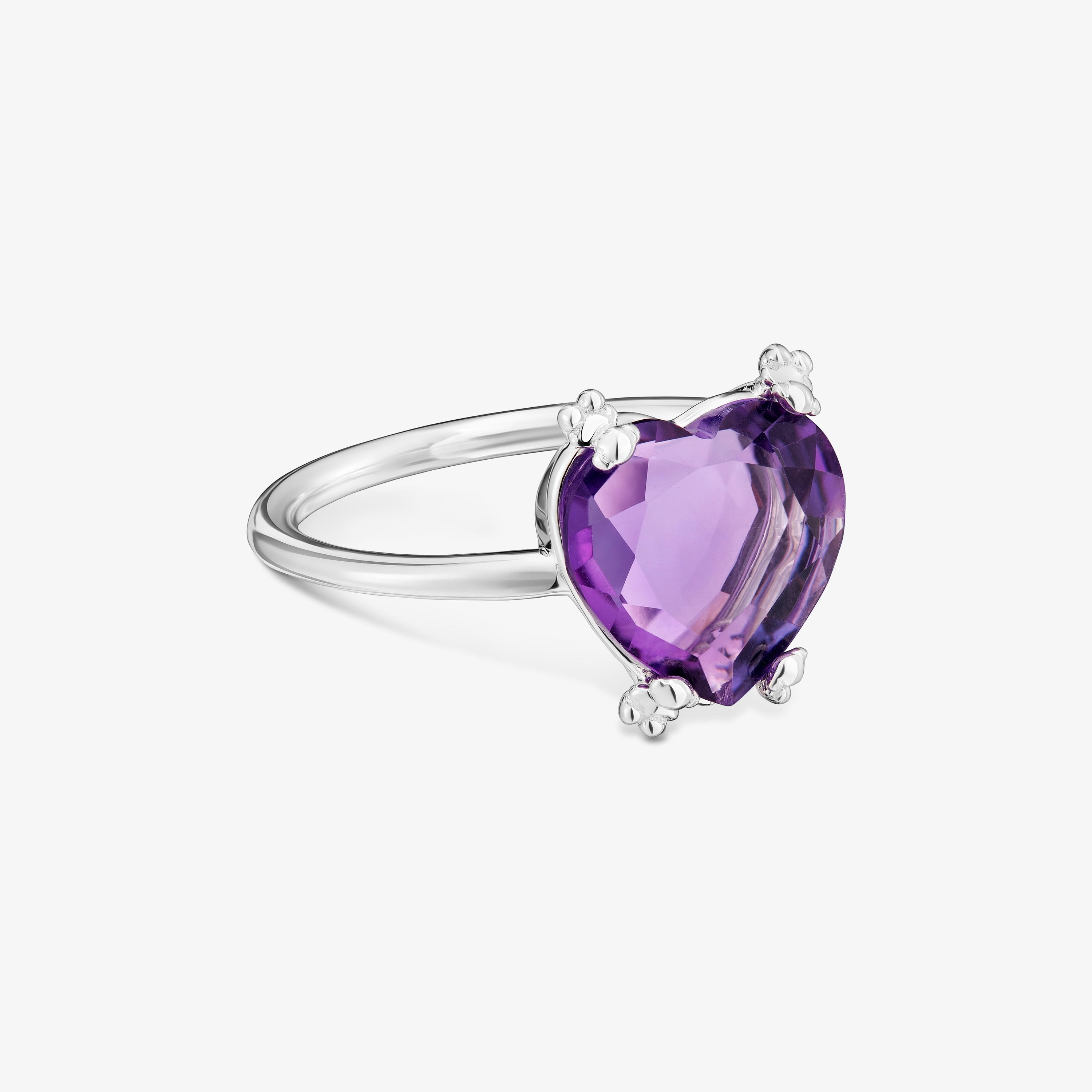 Silver Color Pills Ring with amethyst