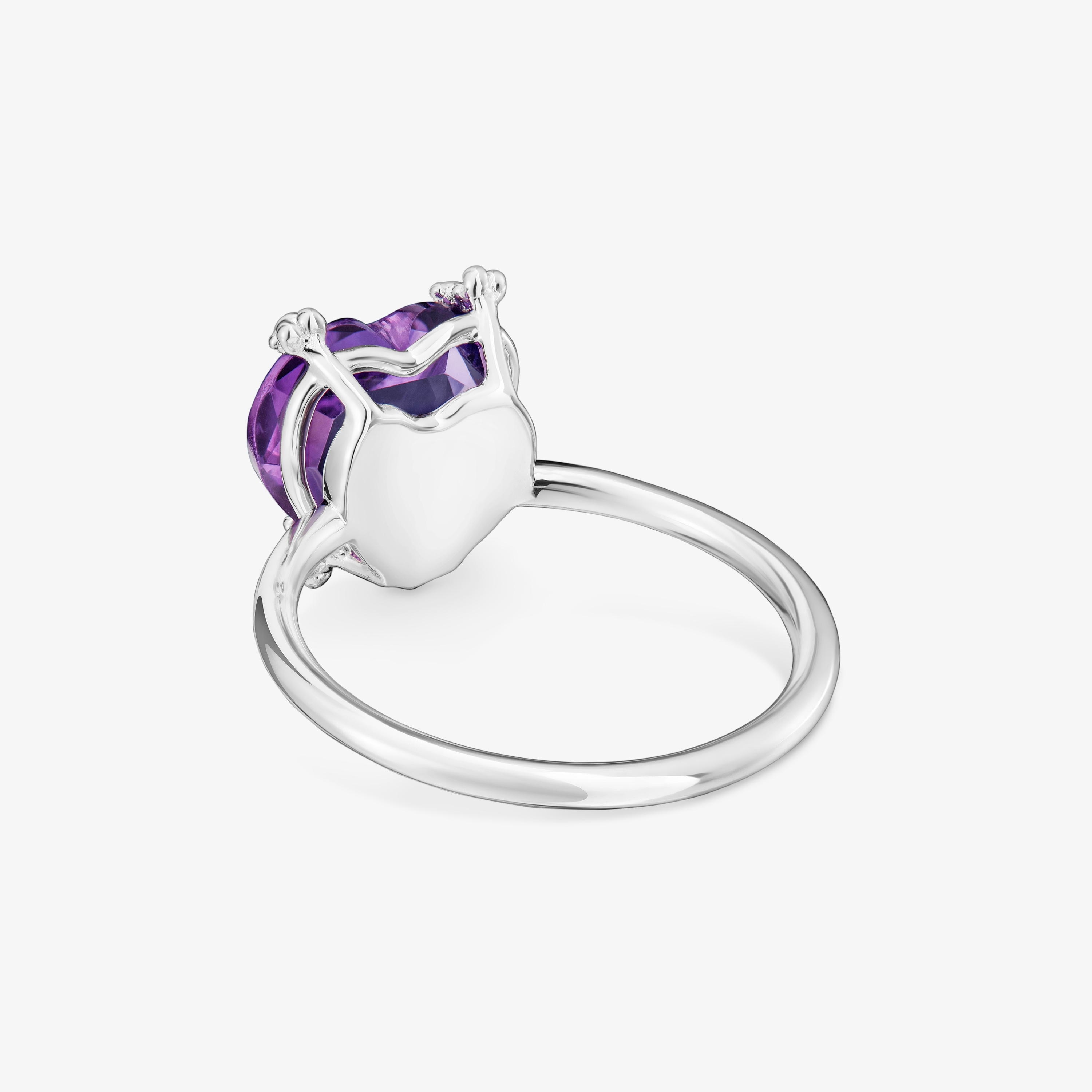 Silver Color Pills Ring with amethyst