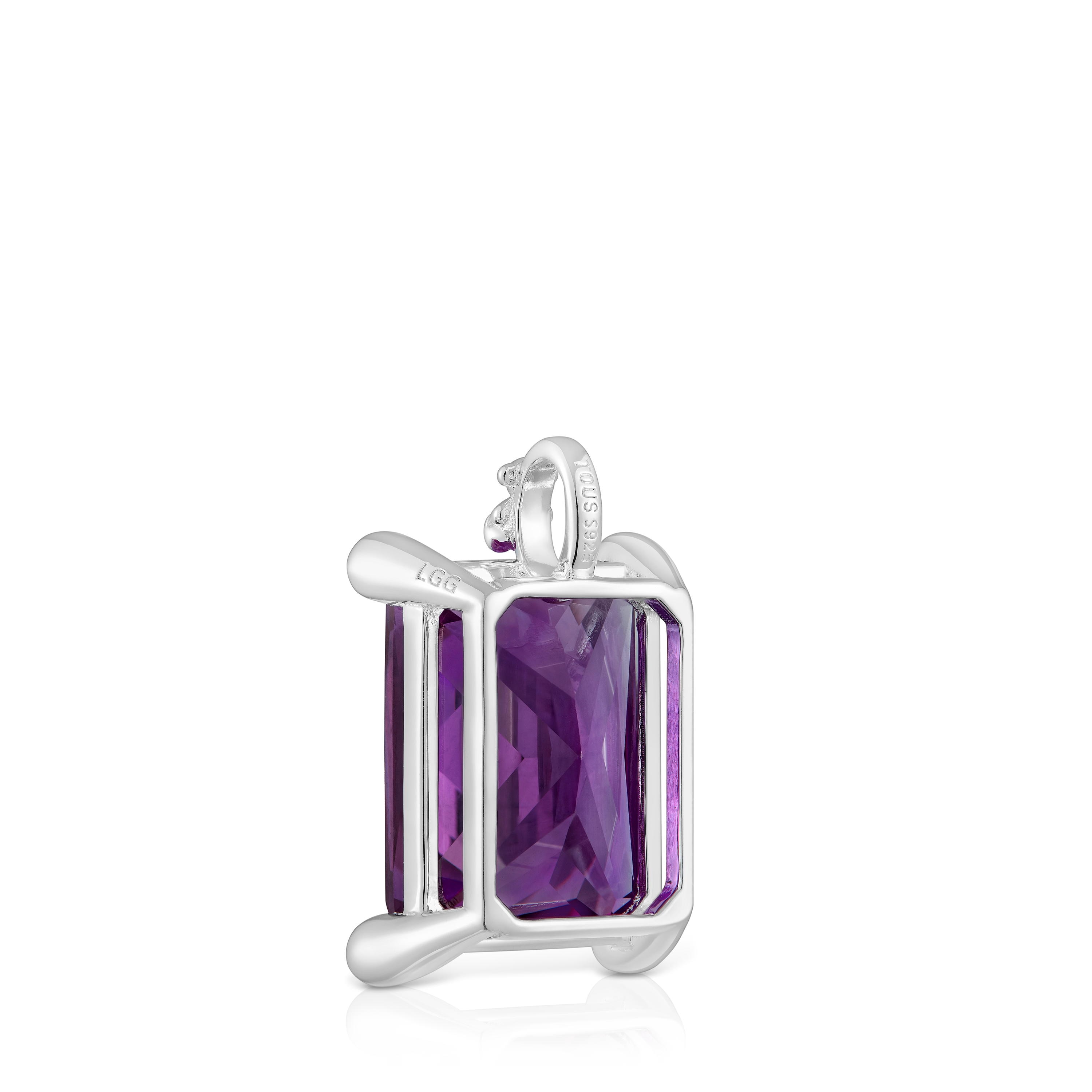Small silver Pendant with lab-grown lilac sapphire TOUS Color LGG