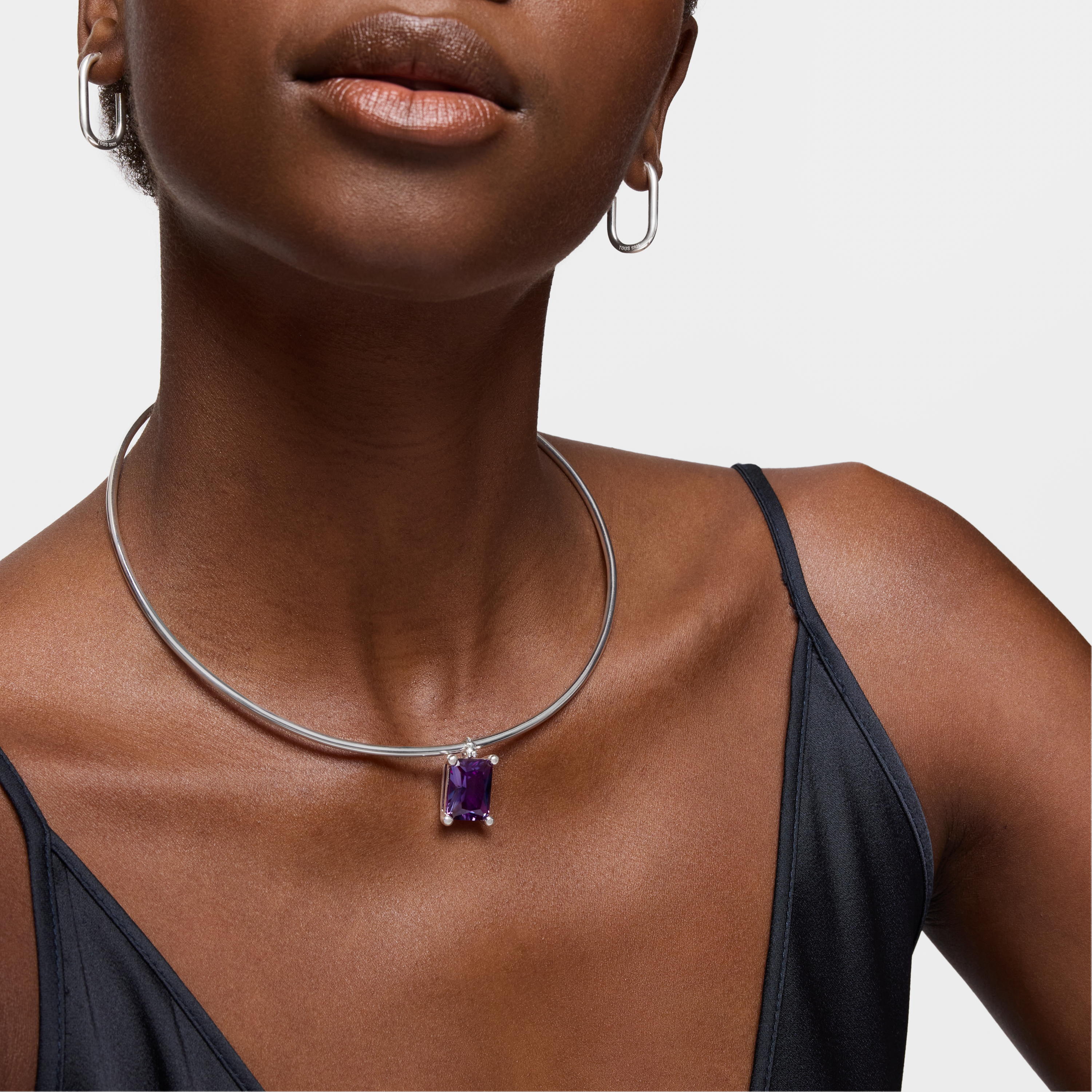 Small silver Pendant with lab-grown lilac sapphire TOUS Color LGG