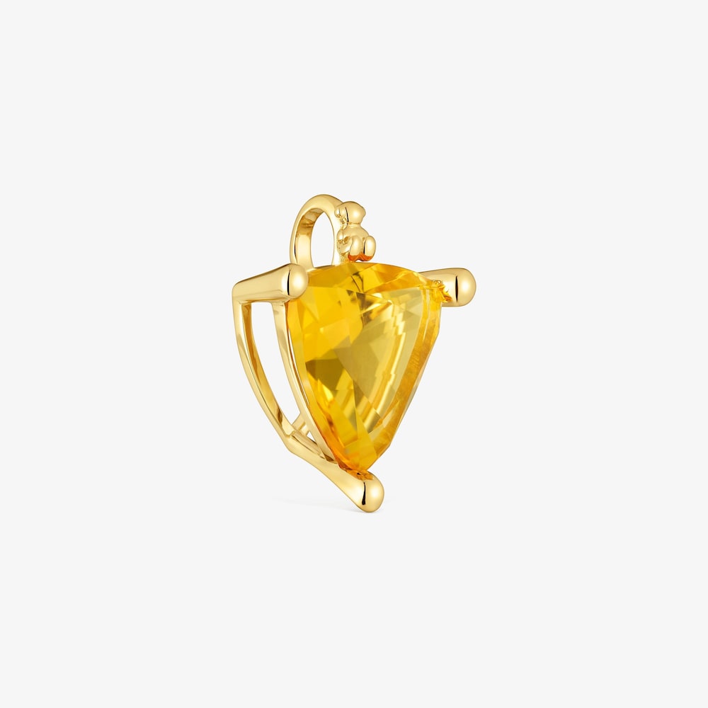 Pendentif en argent plaqu&eacute; or 18&nbsp;ct et citrine cr&eacute;&eacute;e en laboratoire petit TOUS Color LGG