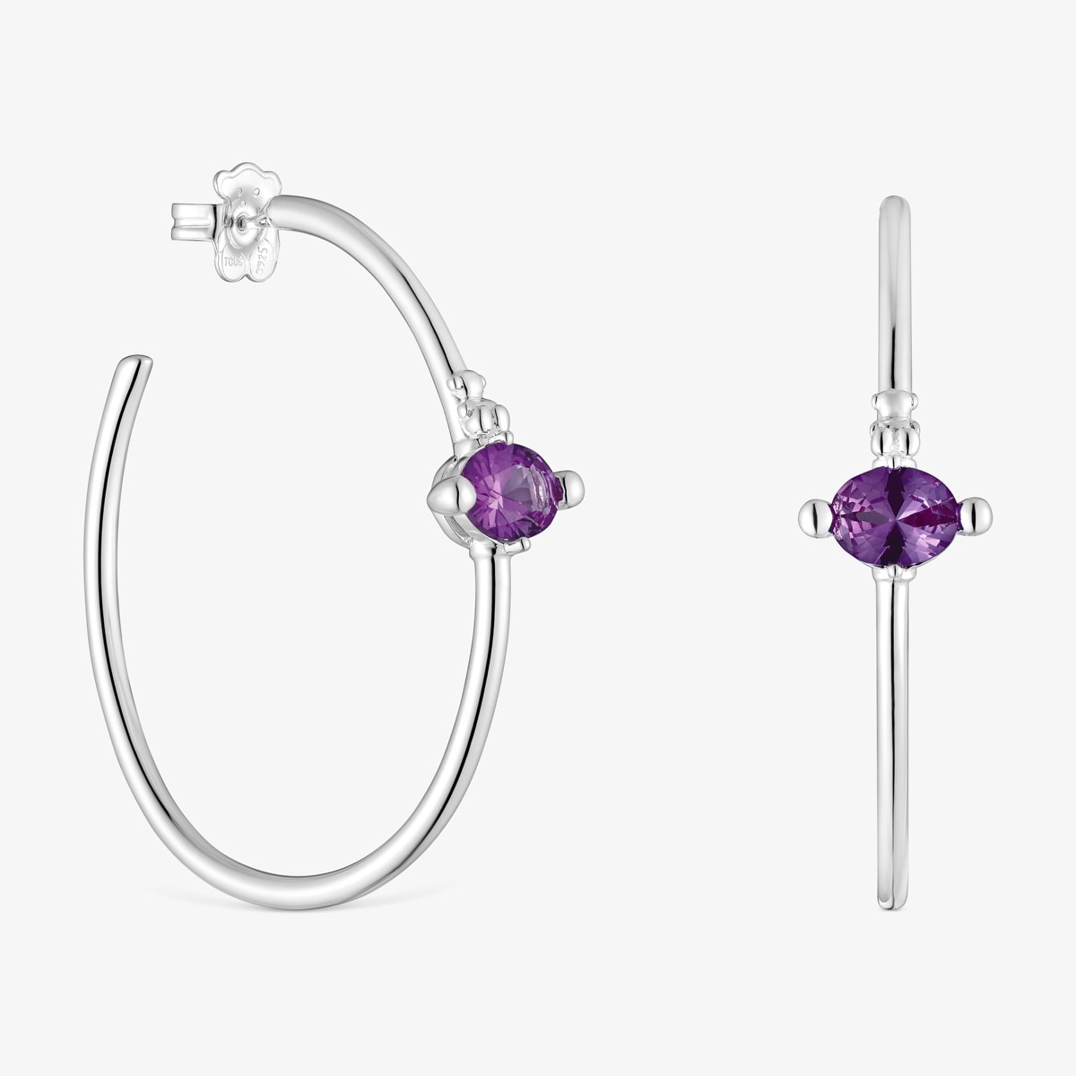 Tous - Pendientes De Aro De Plata Y Zafiro Lila Creado En Laboratorio Tous Color Lgg - Lila