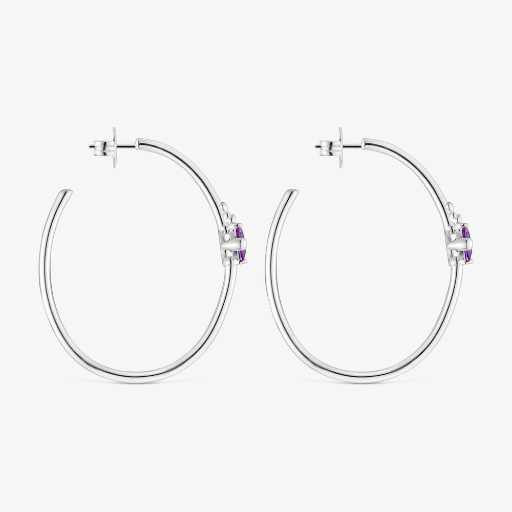 Pendientes de aro de plata y zafiro lila creado en laboratorio TOUS Color LGG