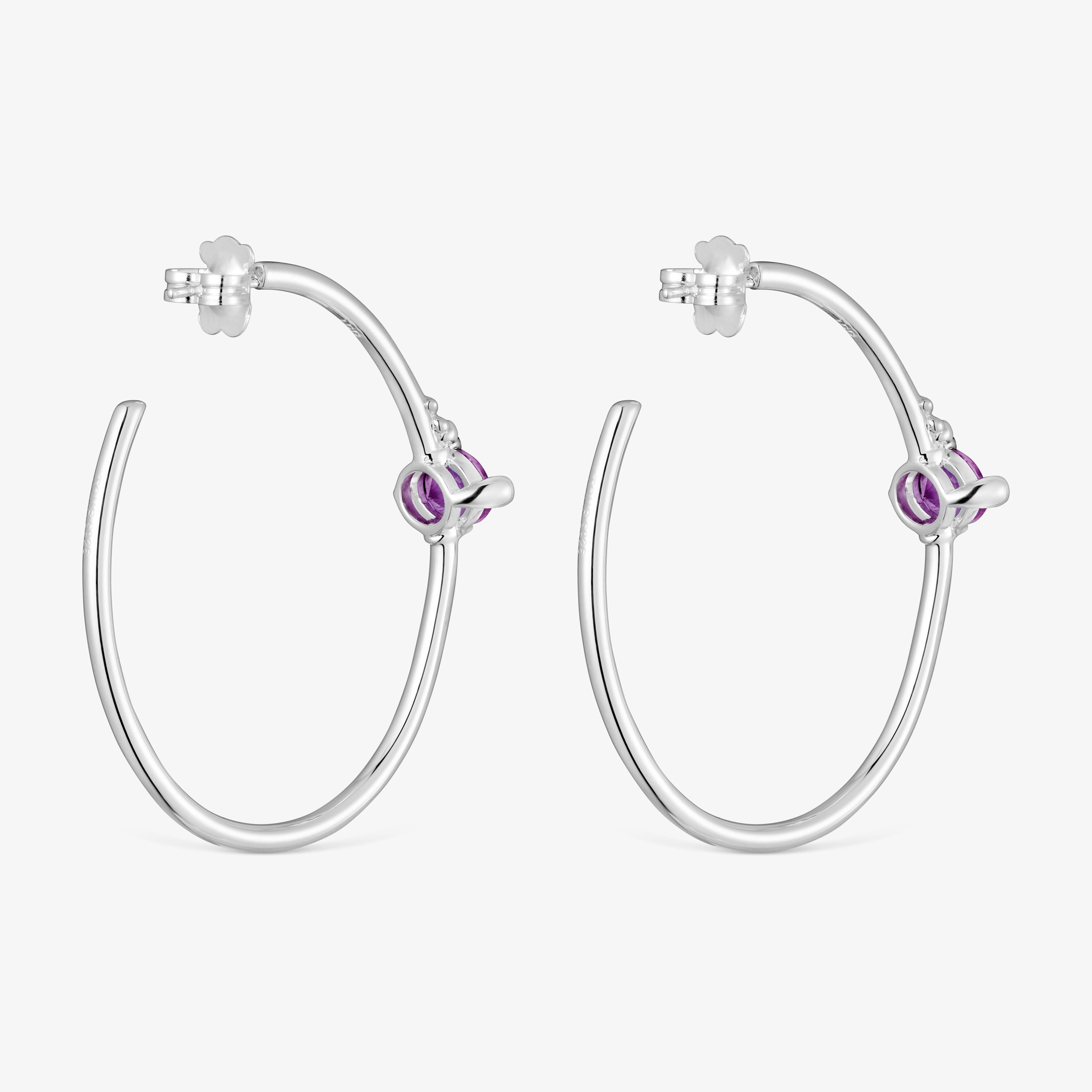 Silver hoop earrings and lab-grown lilac sapphire TOUS Color LGG