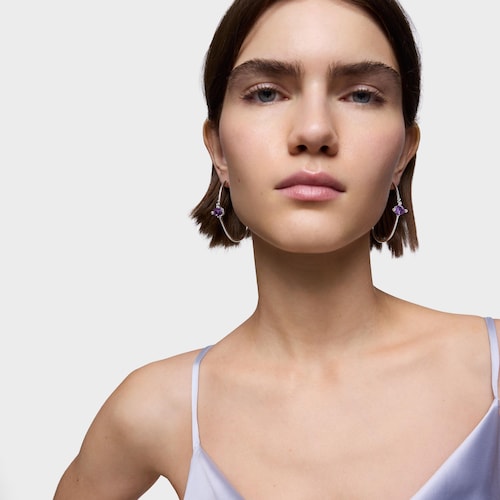 Pendientes de aro de plata y zafiro lila creado en laboratorio TOUS Color LGG