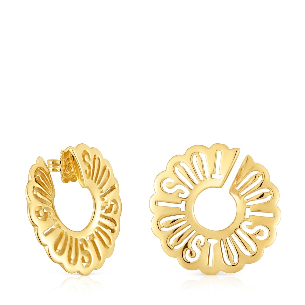 Pendientes aro con baño de oro 18 kt sobre plata 31 mm Miranda image number 0
