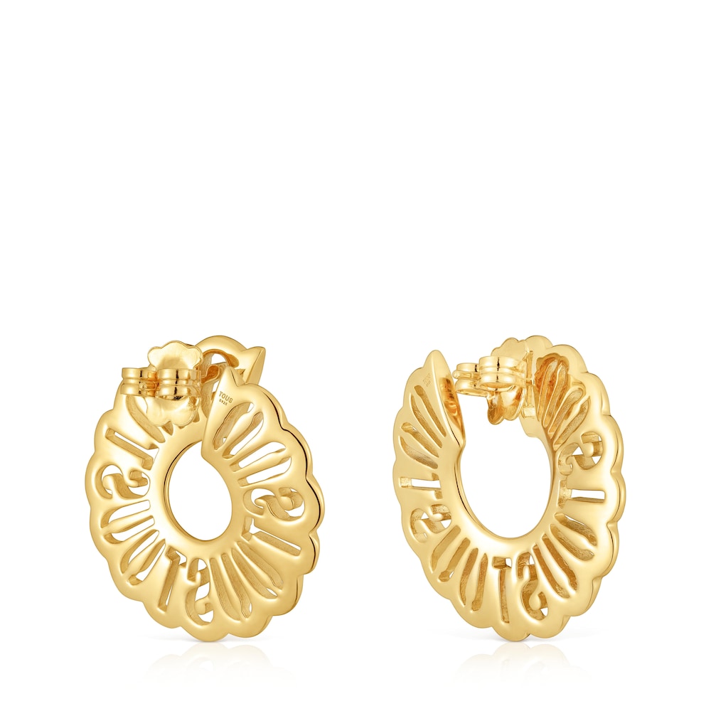 Pendientes aro con baño de oro 18 kt sobre plata 31 mm Miranda image number 2