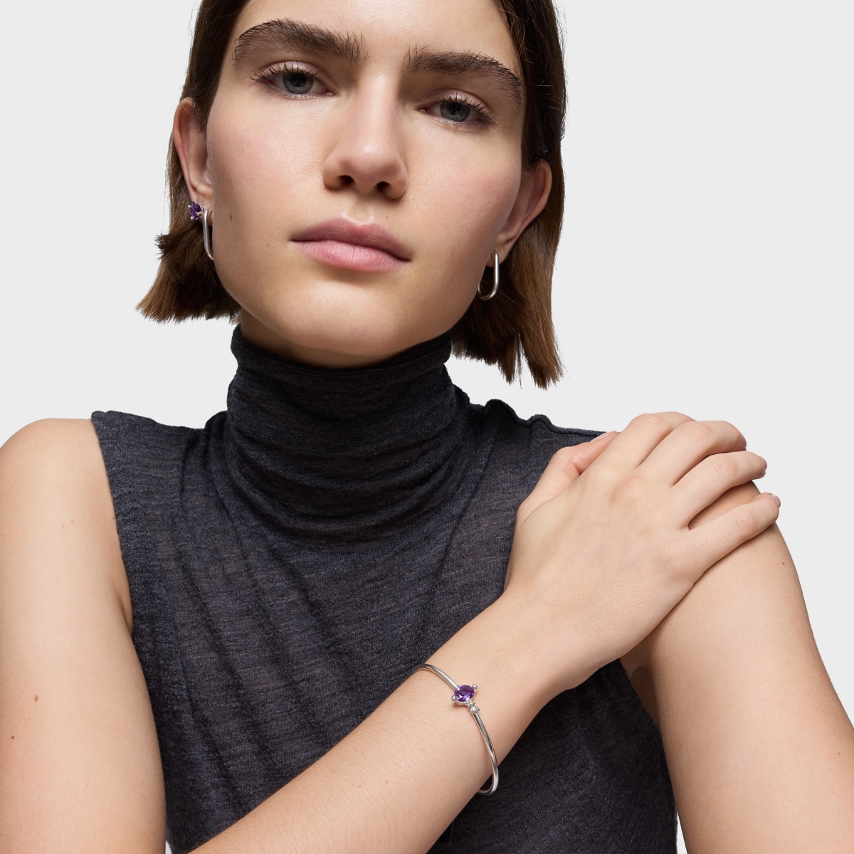 Silver Bangle with lab-grown lilac sapphire TOUS Color LGG