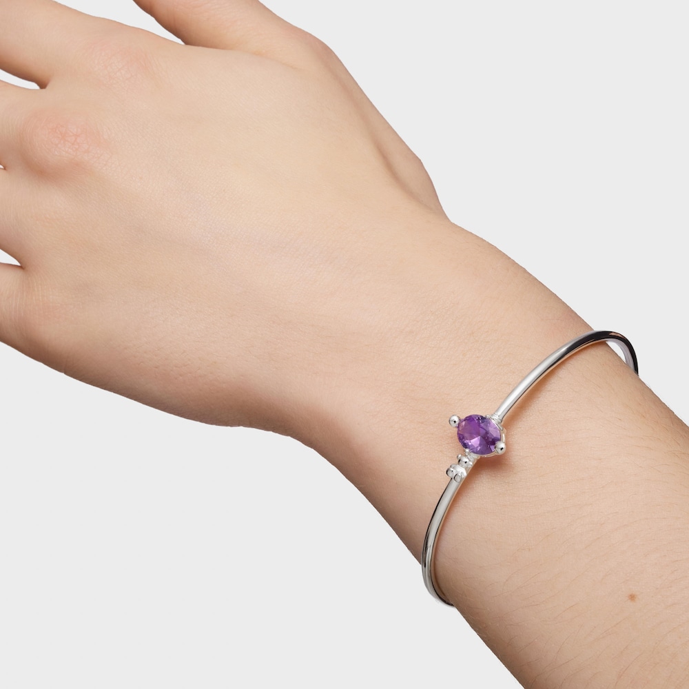 Strieborn&yacute; N&aacute;ramok so syntetick&yacute;m fialov&yacute;m zaf&iacute;rom TOUS Color LGG