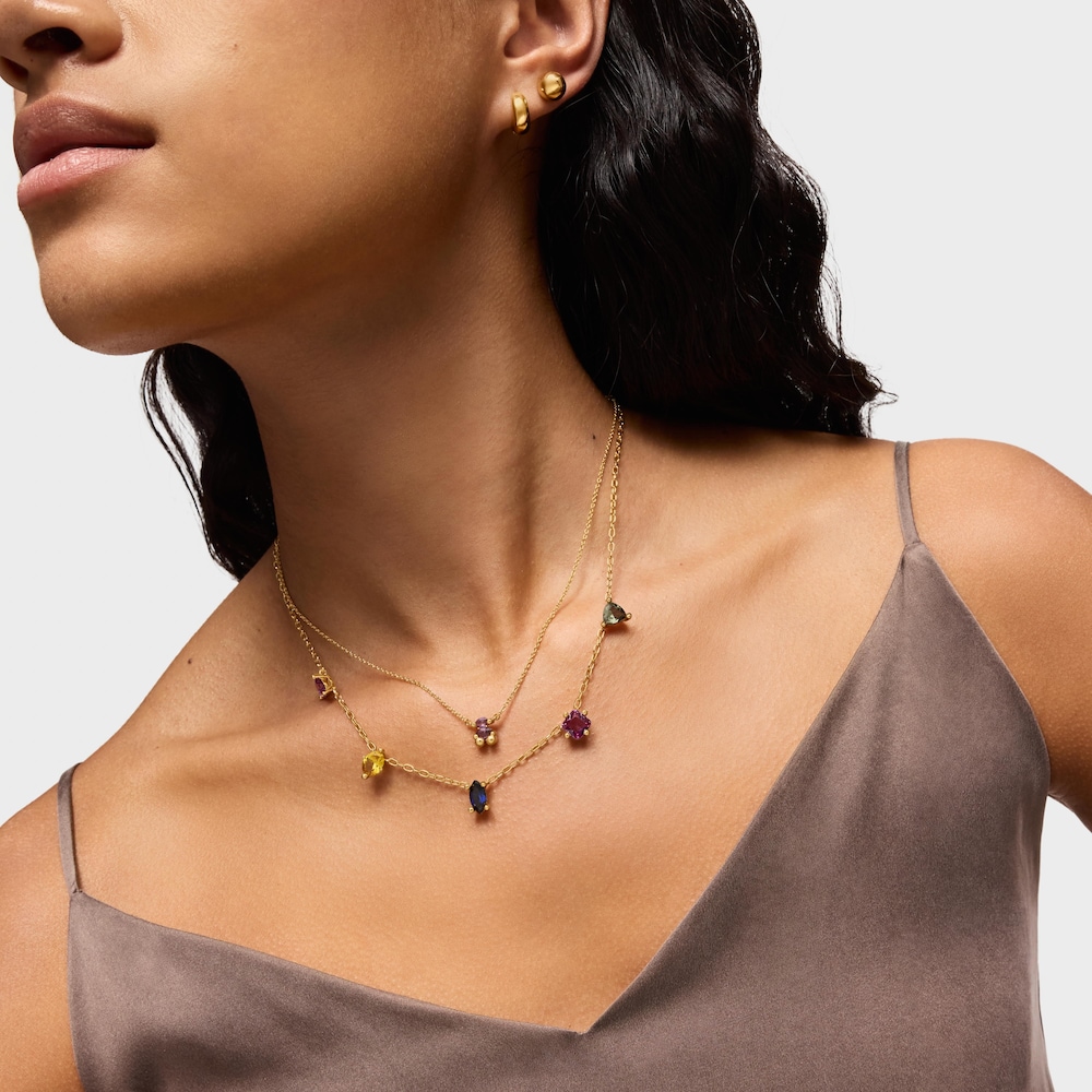 Collar curt amb bany d'or 18 kt sobre plata i gemmes creades al laboratori TOUS Color LGG