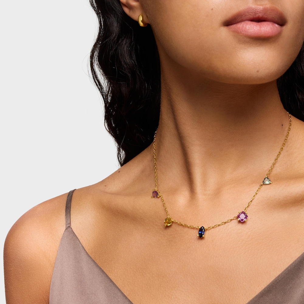 Collar curt amb bany d'or 18 kt sobre plata i gemmes creades al laboratori TOUS Color LGG