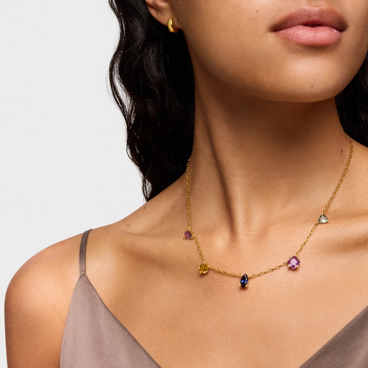 Short Necklace in 18kt gold plating over silver and lab-grown gemstones TOUS Color LGG