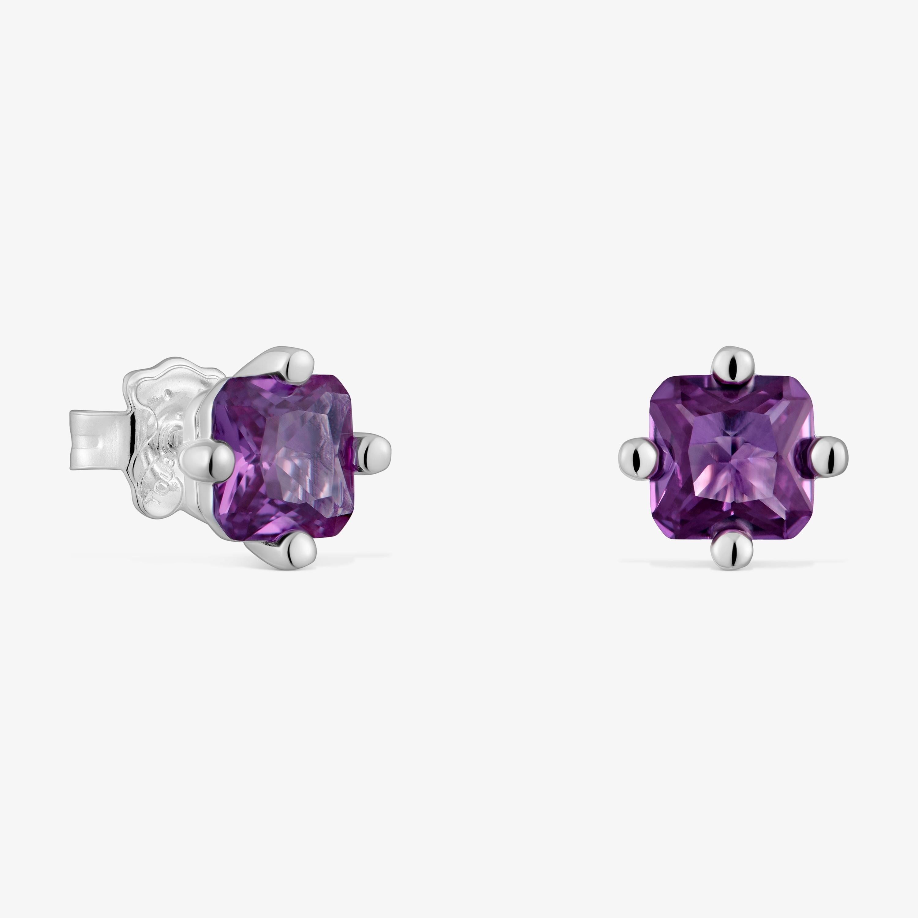 Silver earrings and mm lab-grown lilac sapphire TOUS Color LGG